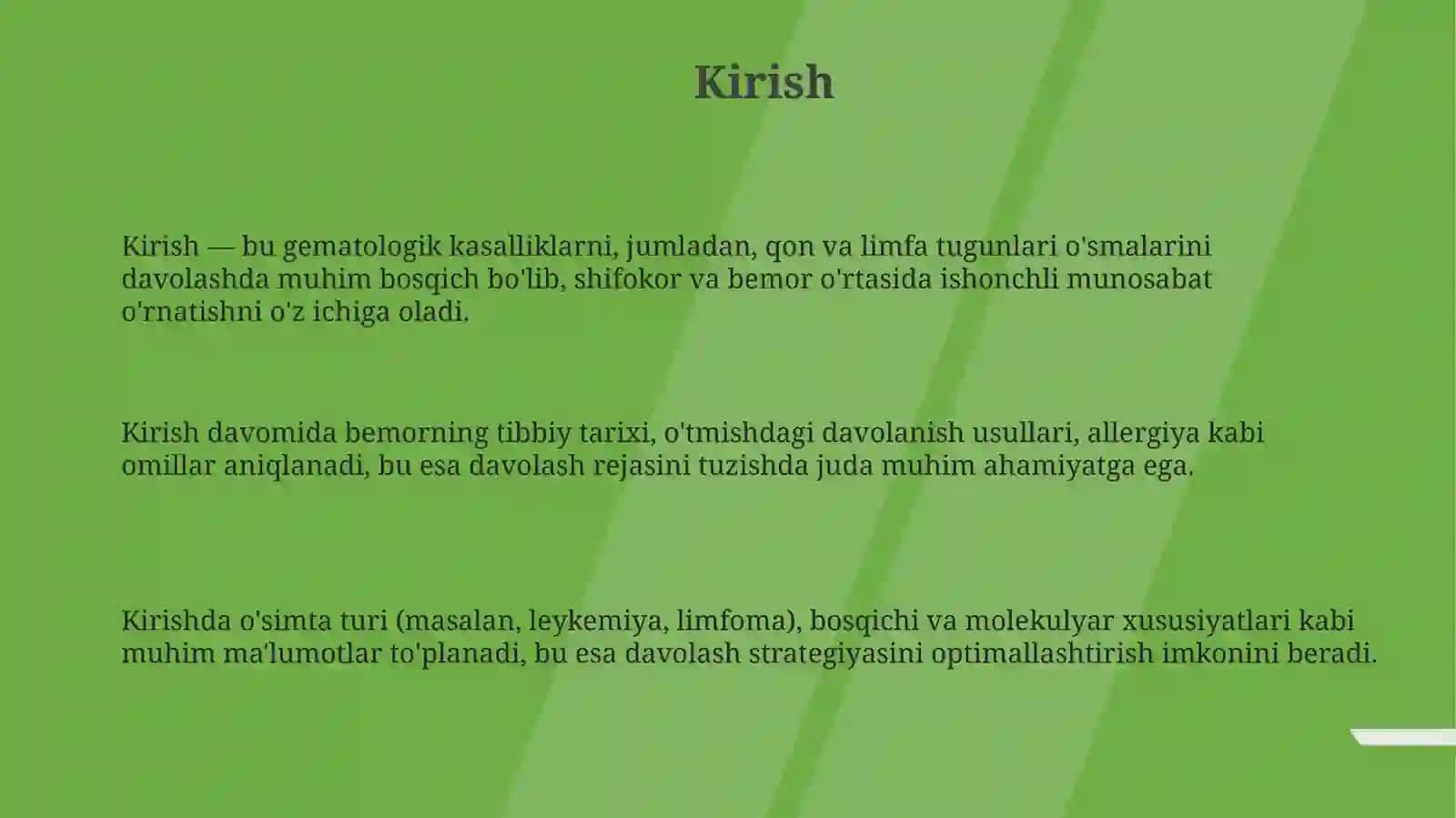 Qon va limfa oʻsmalari bilan oʻgʻrigan oʻquvchilar bilan ishlash mashgʻulotlari 3
