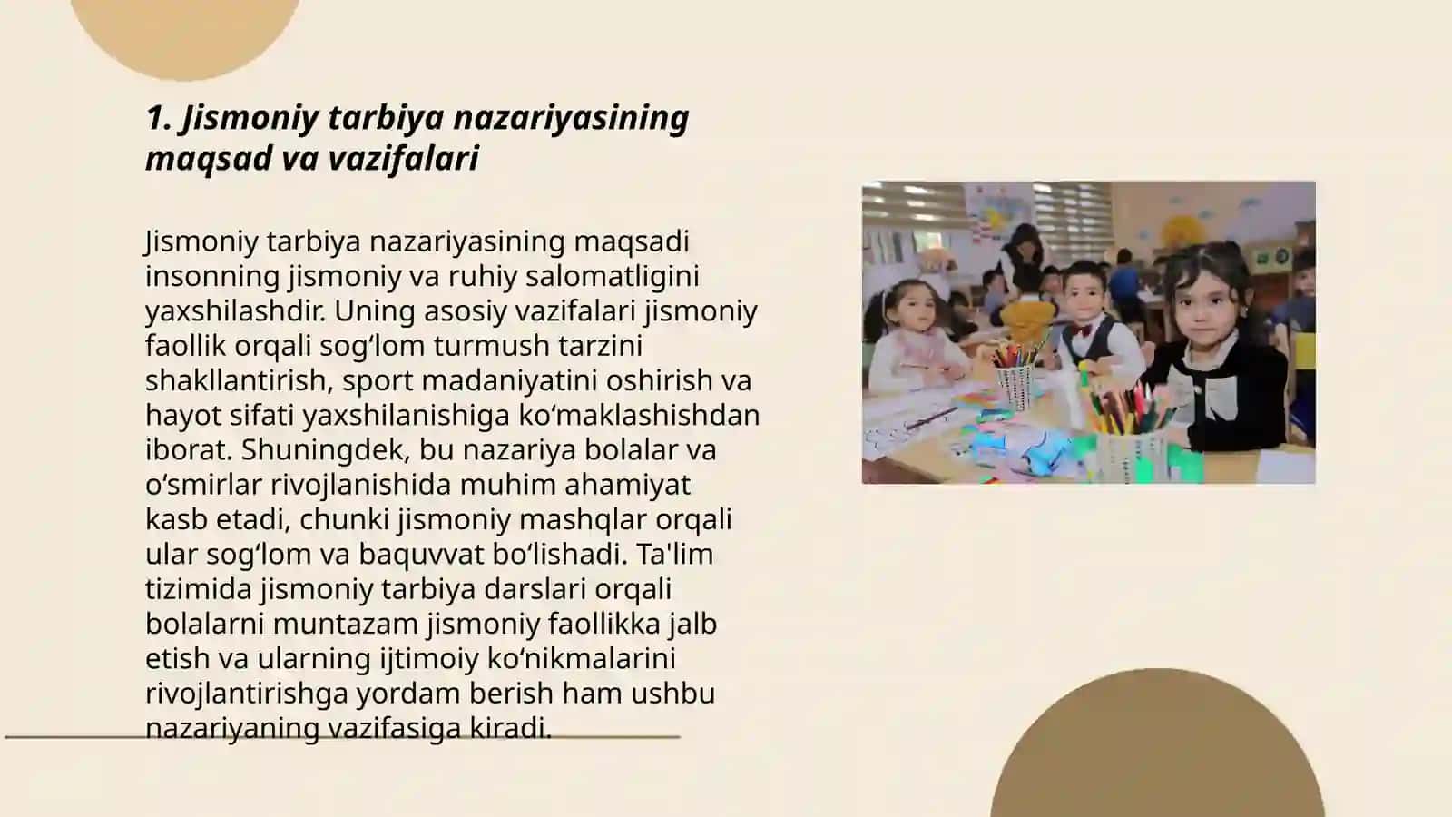 Maktabgacha yoshdagi bolalarni jismoniy tarbiyalash nazariyasining predmeti 3