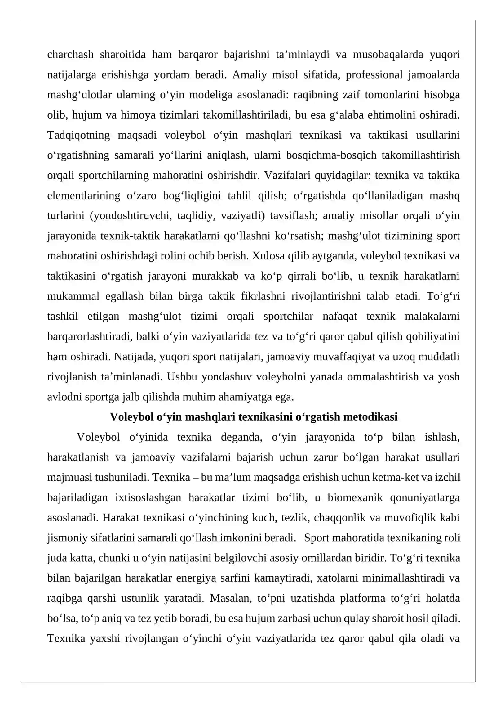 Voleybol o‘yin mashqlari texnikasi va taktikasi usullarini o‘rgatish 3