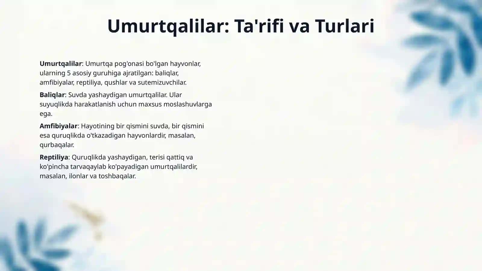 Umurtqalilar kenja tipi(Vertebrata) 3