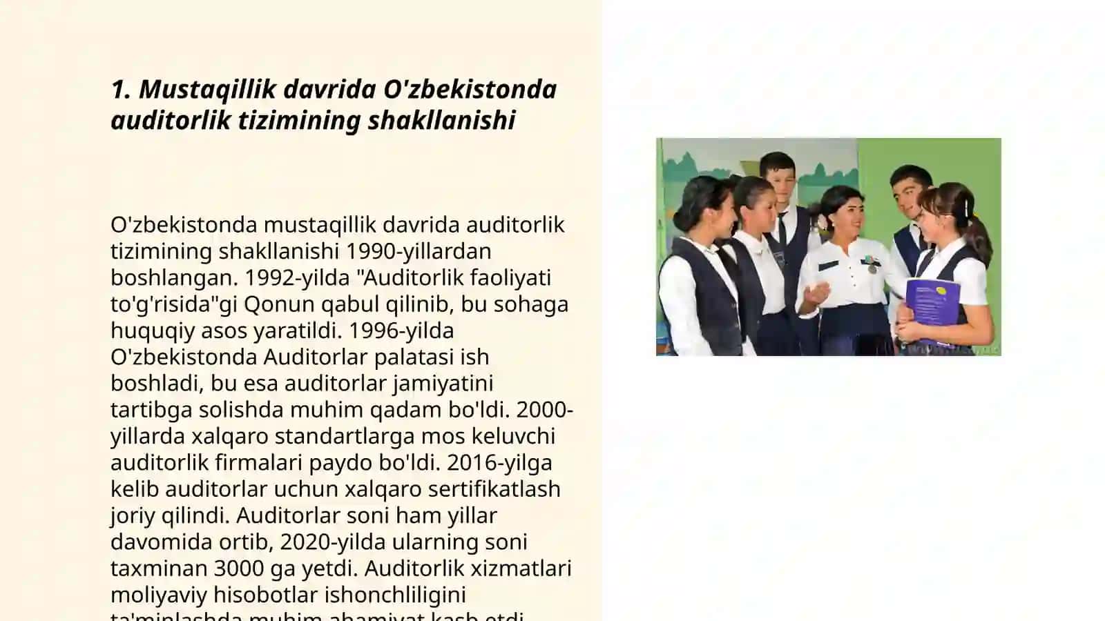 Mustaqillik yillarida O'zbekistonda auditning rivojlanishi bosqichlari 3