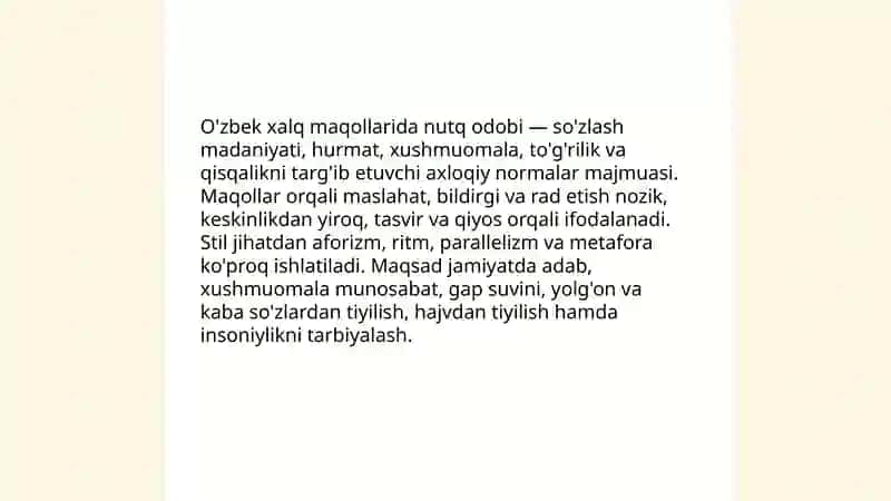 O'zbek xalq maqollarida nutq odobining aks etishi 3