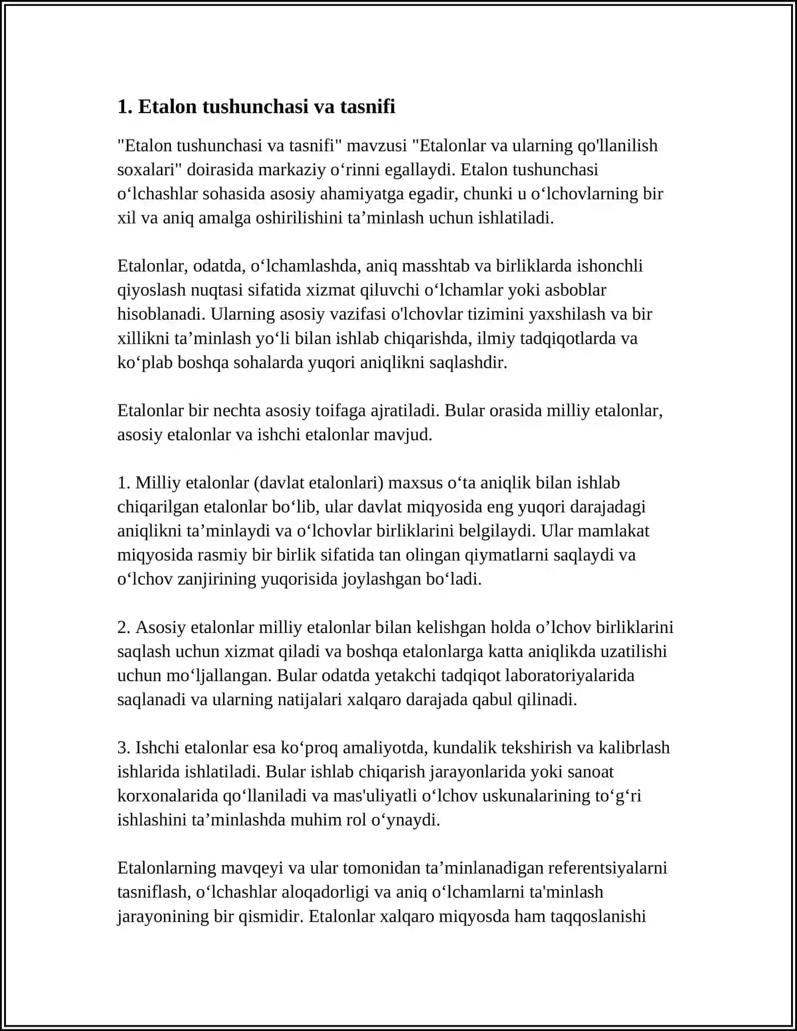ETALONLAR VA ULARNING QO'LLANILISH SOXALARI 3