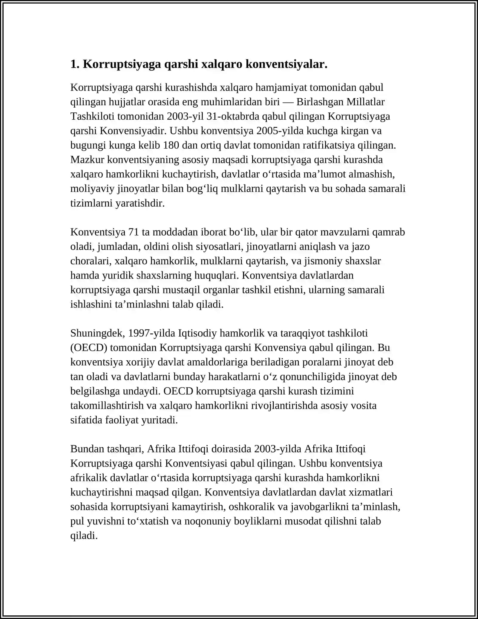 Korruptsiyaga qarshi xalqaro konventsiyalar 3