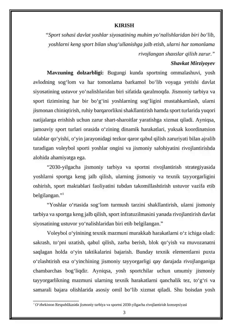 Yosh volleybolchilarning texnik tayyorgarligini namoyon qilishida umumiy jismoniy tayyorgarlikning ahamiyati 3
