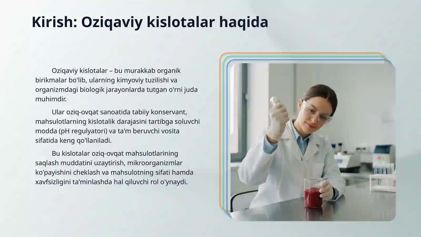 Oziqaviy kislotalar va ularning oziq ovqat sanoatidagi o'rni 3