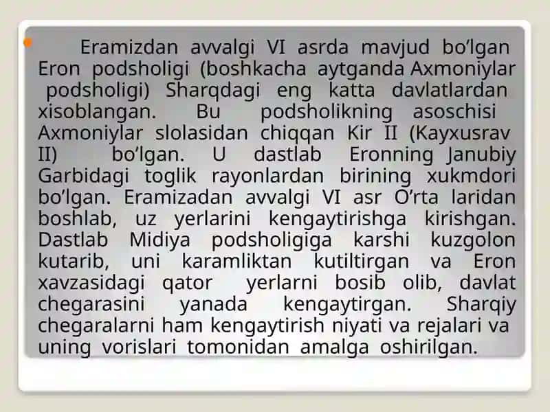 Qadimgi Eron va O'rta Osiyosanati 3