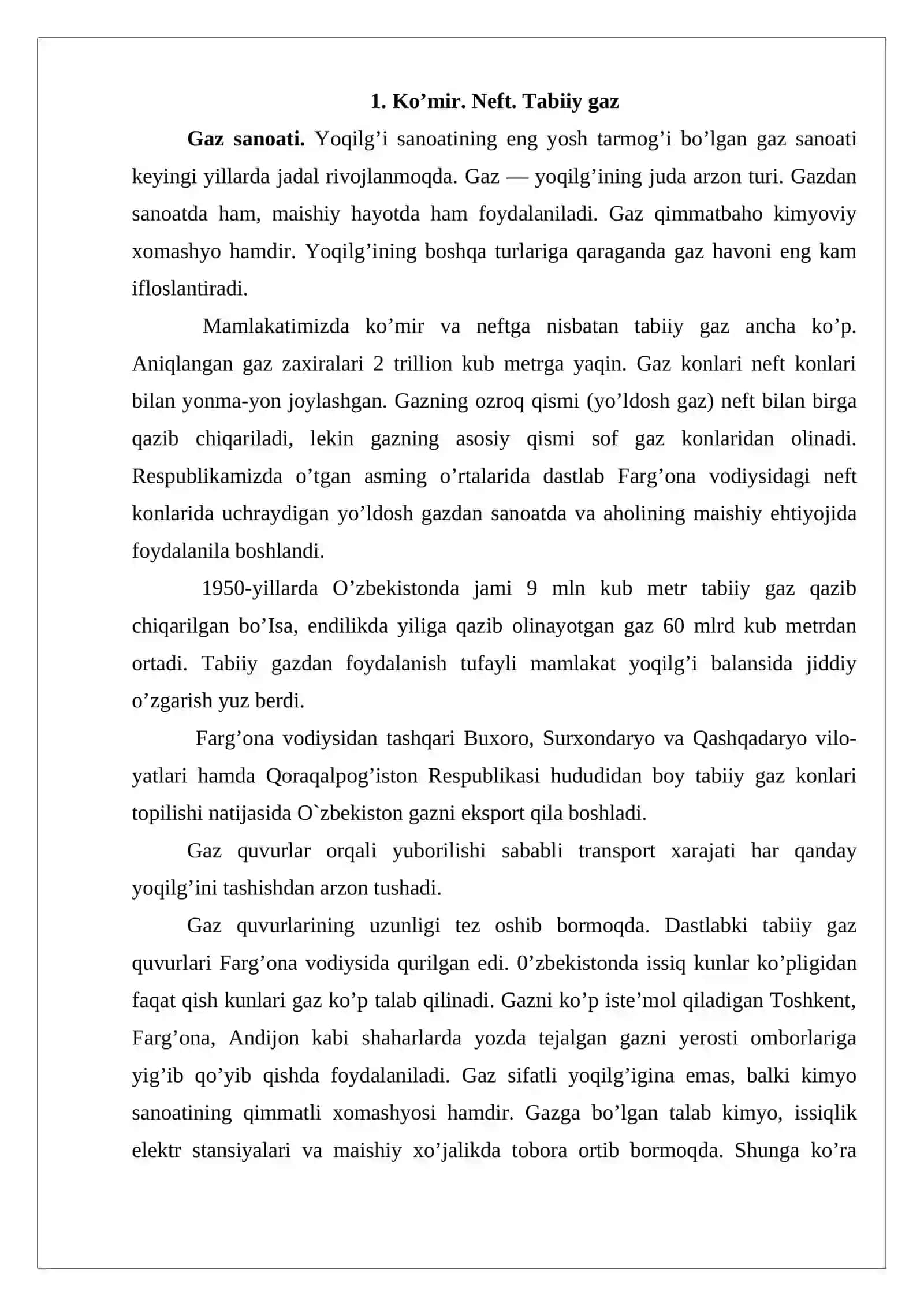 Ko'mirni gazlashtirish. Tabiiy gazni qayta ishlash. Neft fraksiyalarini piroliz qilish. Suyultirilgan neft gazi. Sintez gazi 3