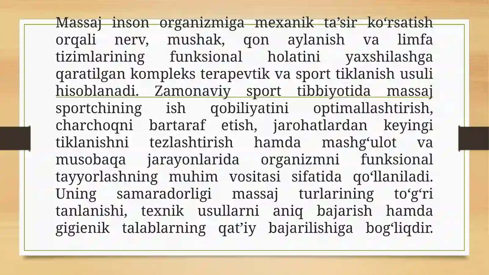 Massaj turlari va ularning umumiy tavsifi 3