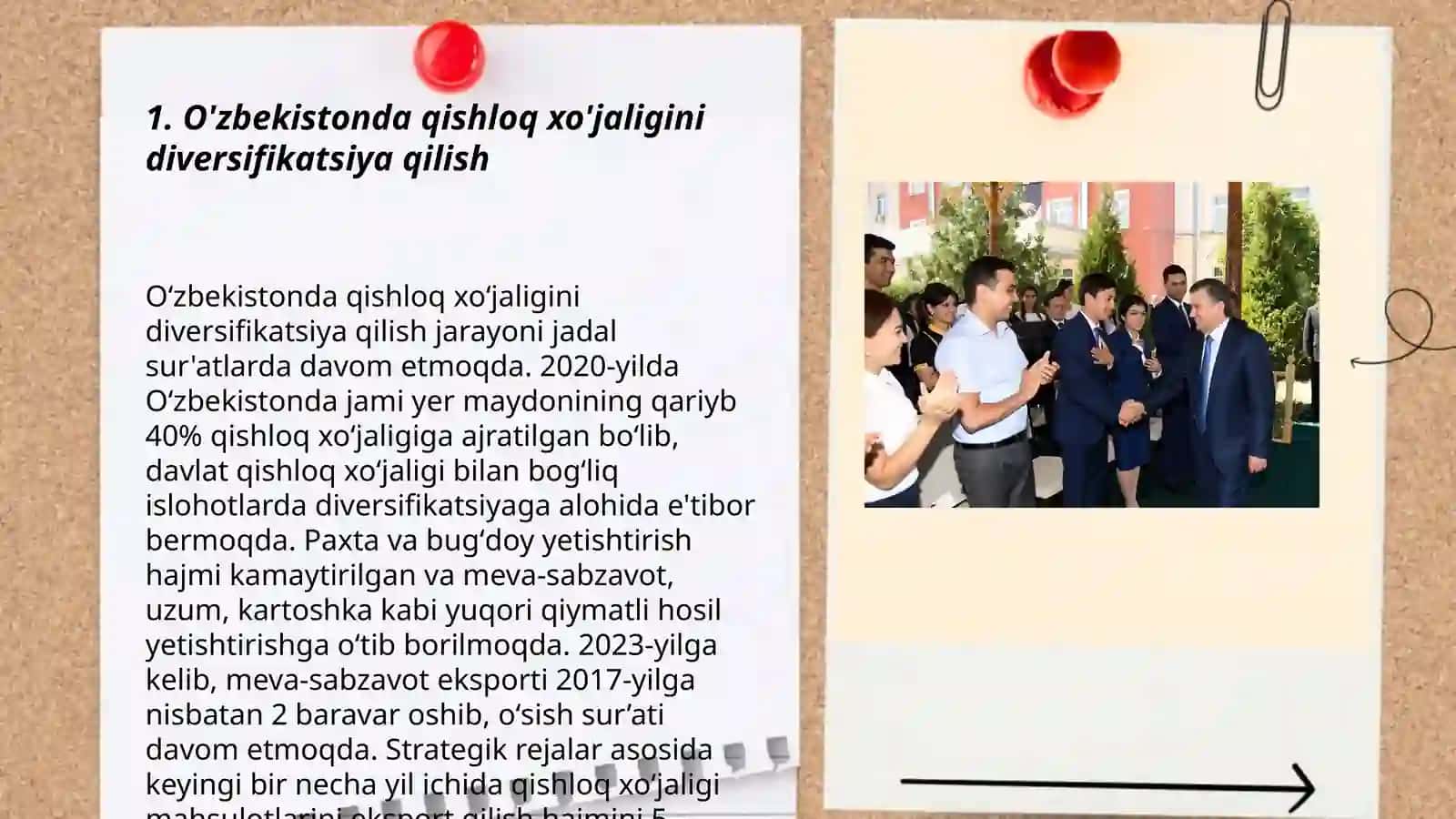 O'zbekistonda qishloq xo'jaligi va sanoat sohasidagi o'zgarishlar 3