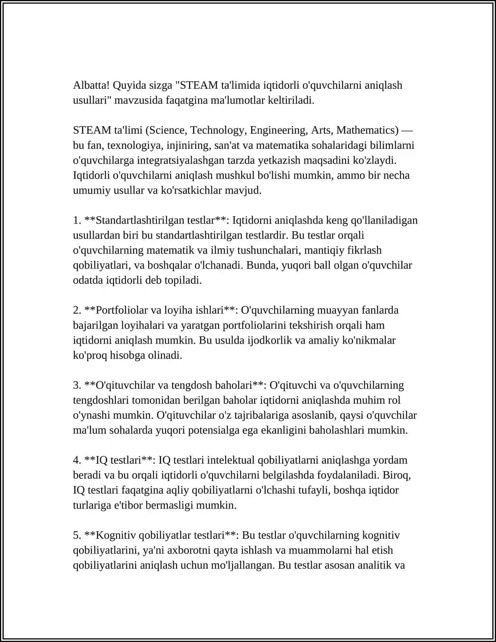 STEAM TAʼLIM STEAM EDUCATION IQTIDORLI OʻQUVCHILARNI OʻQITISH EDUCATION OF GIFTED OʻQUVCHILARNING BILIM VA KOʻNIKMA MALAKALARNI TASHXIS ETISH 3