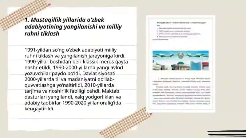 Mustaqillik yillarida Oʻzbekistondagi madaniy va maʼnaviy hayot 3