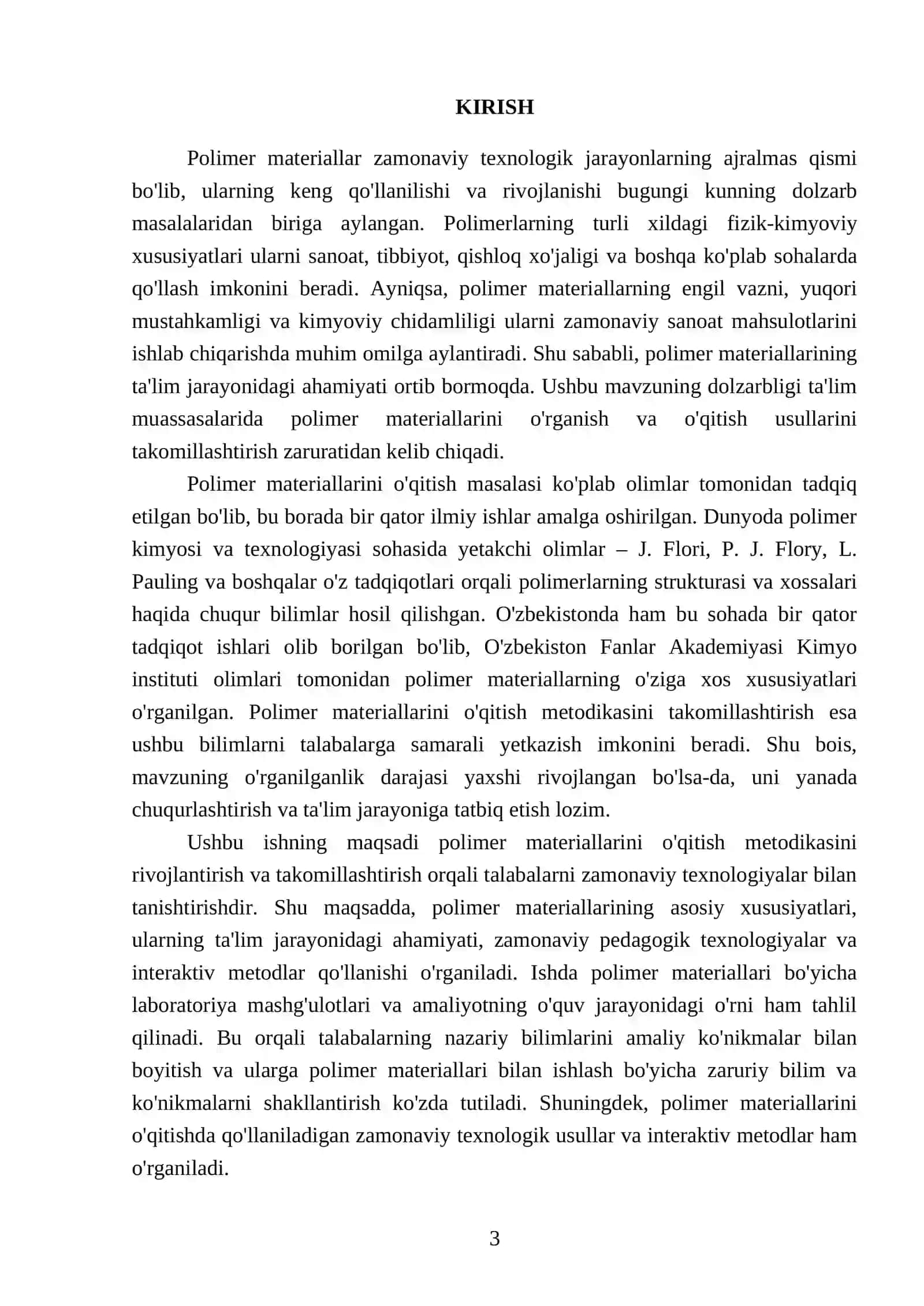 Polimer materiallarini oʻqitish metodikasi 3