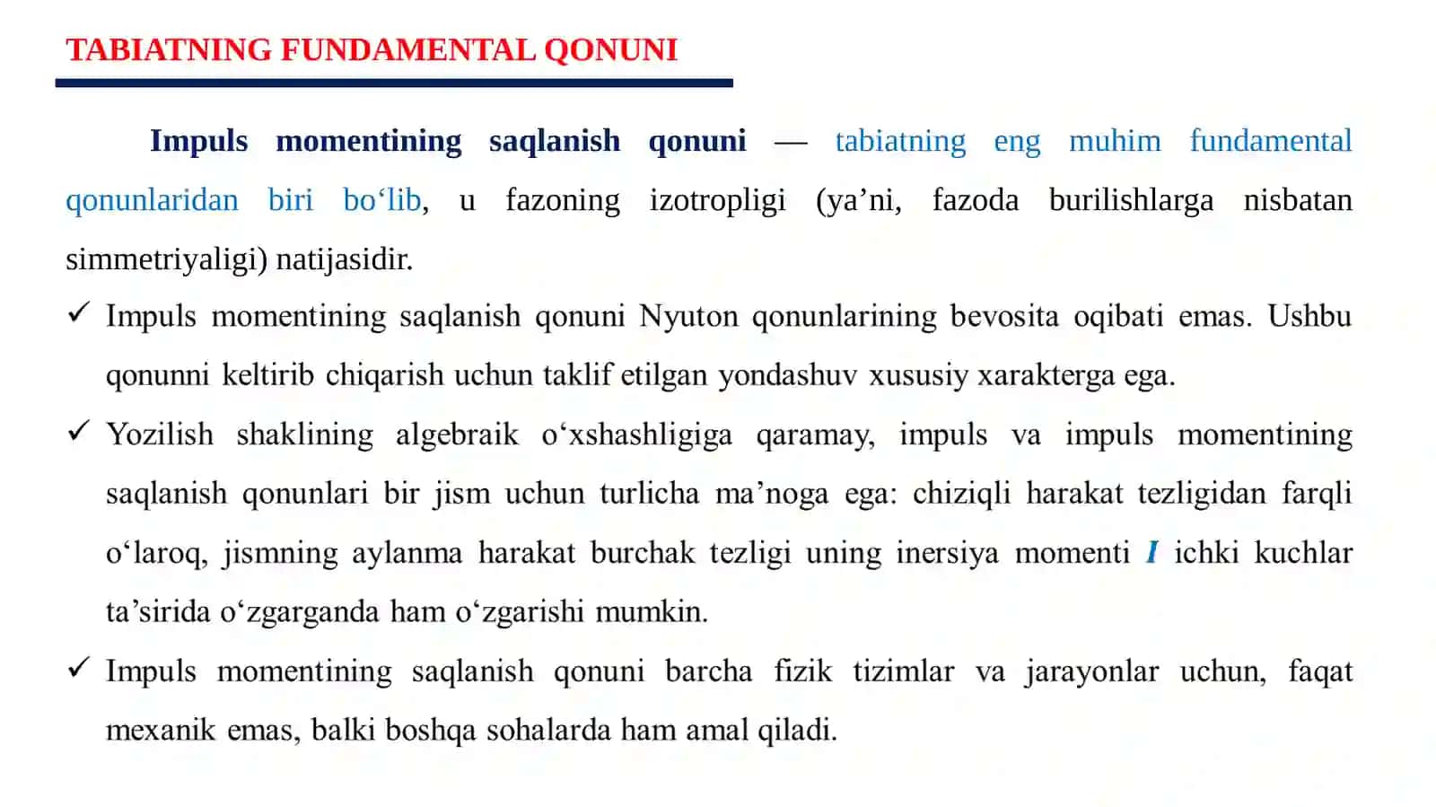 Impuls momentining saqlanish qonuni 3