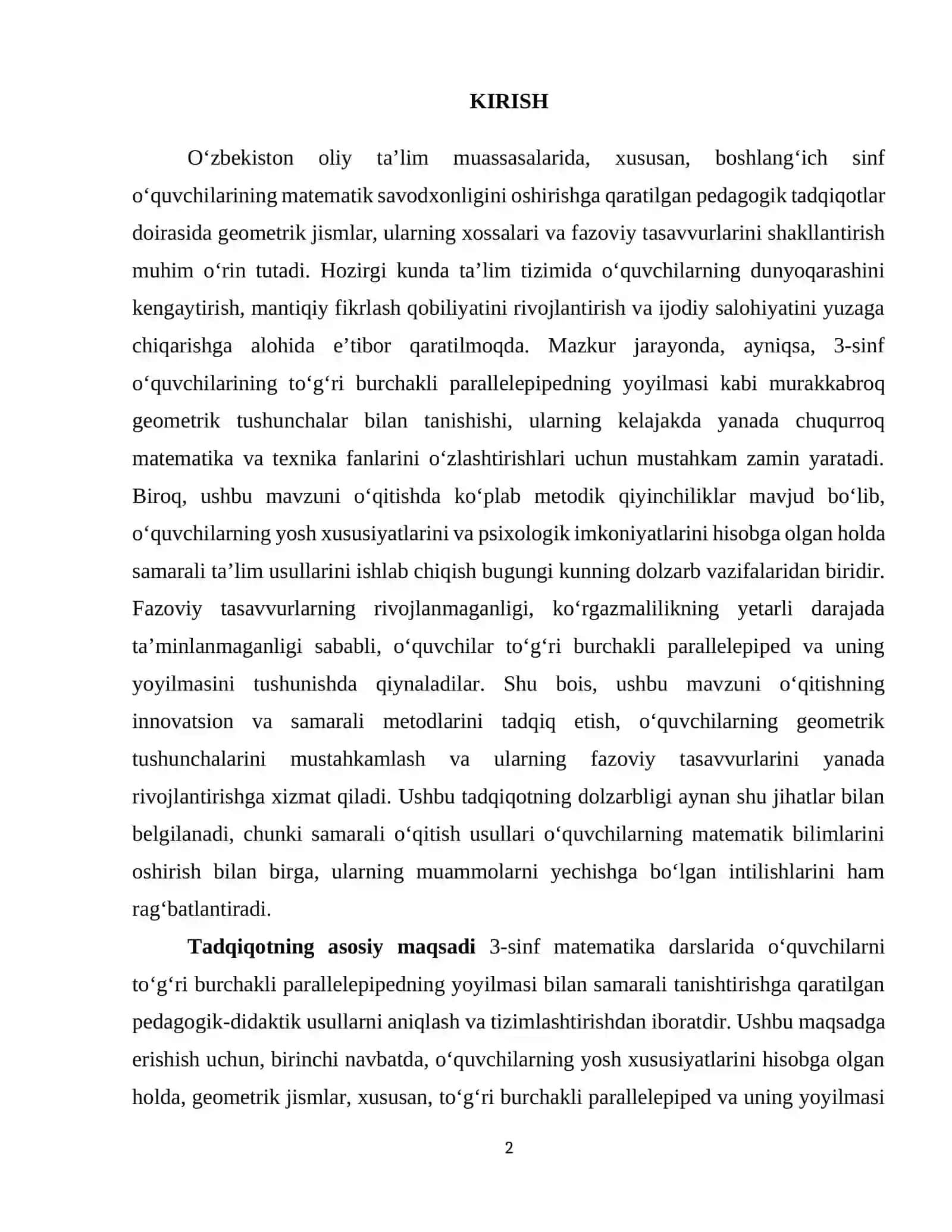 3-sinf matematika darslarida o‘quvchilarni to'g'ri burchakli parallelepipedning yoyilmasi bilan tanishtirish usullari 3