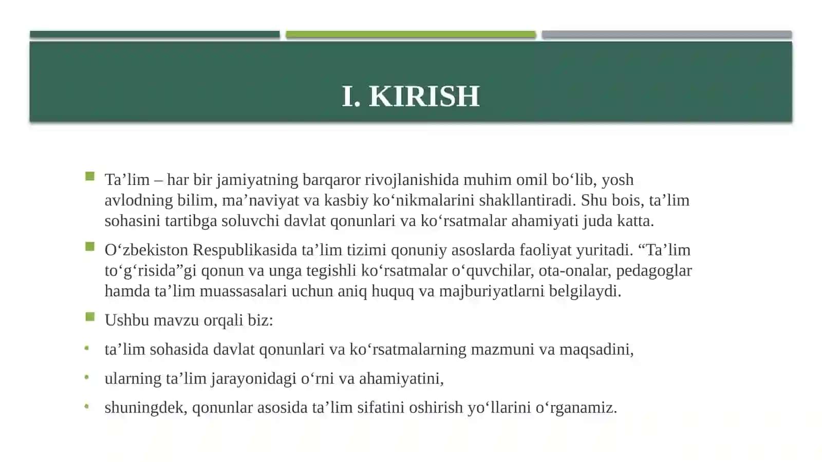 Ta’lim To‘g‘risidagi Davlat Qonunlarini va Ko‘rsatmalarini O‘rganish 3