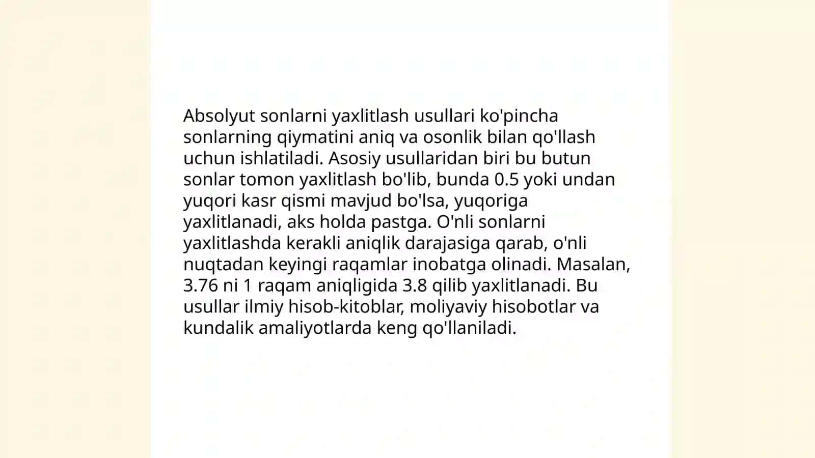 Absolyut va nisbat sonlarni yaxlitlash usullari 3