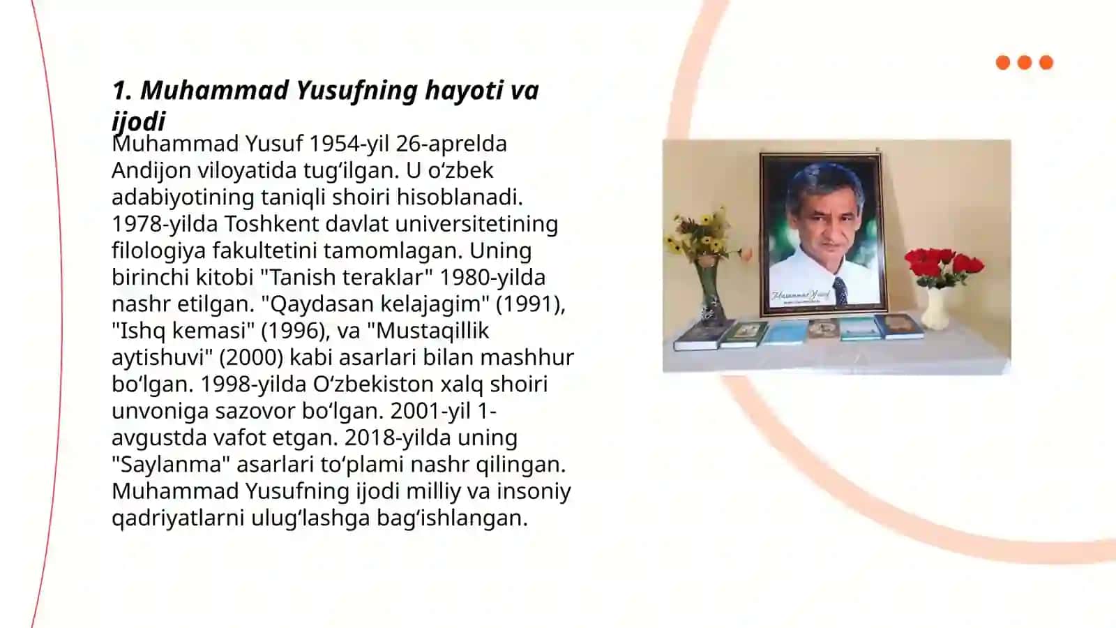 Muhammad Yusufning hayoti va ijodi 3