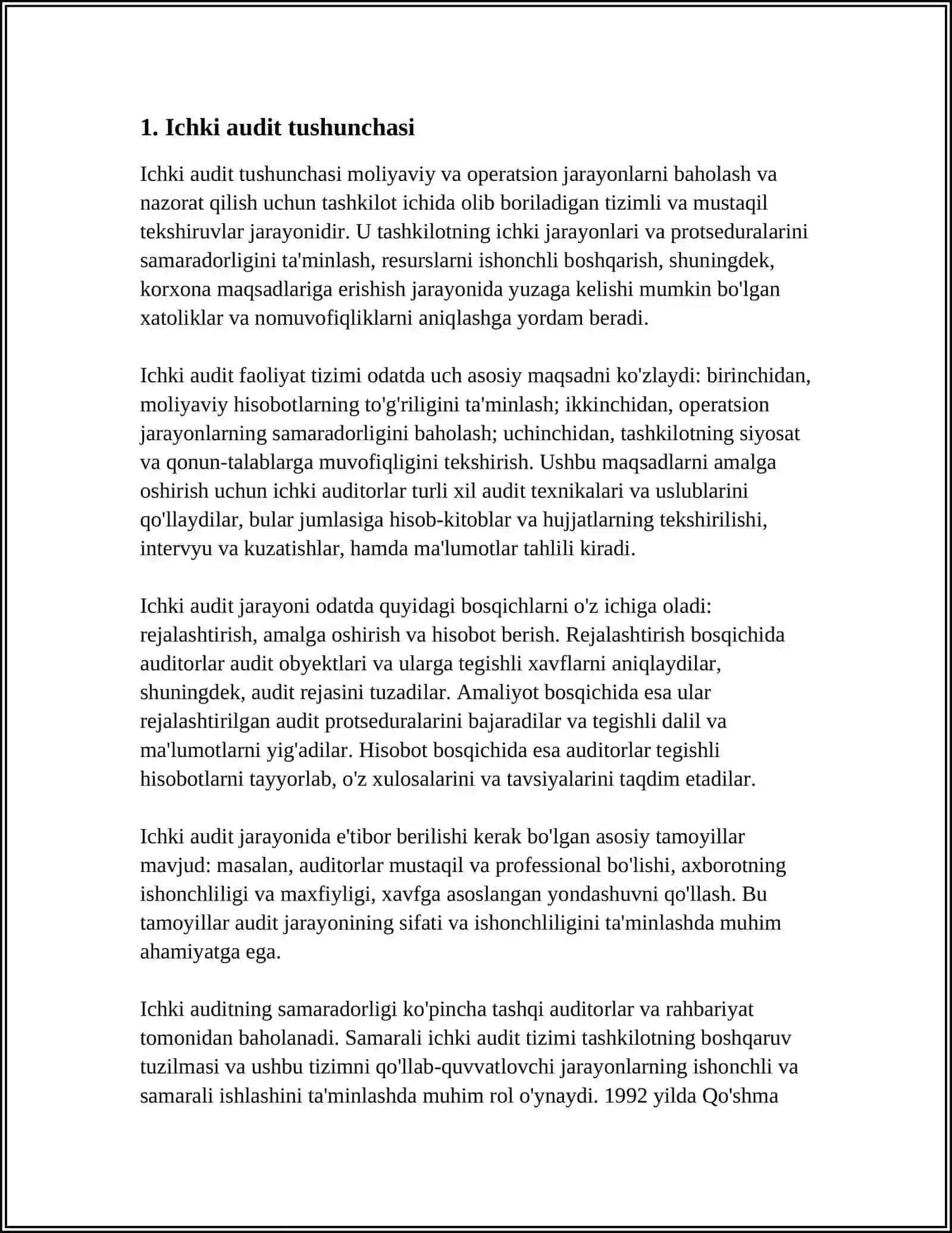 ICHKI AUDIT TUSHUNCHASI, UNING MAQSAD VA VAZIFALARI 3