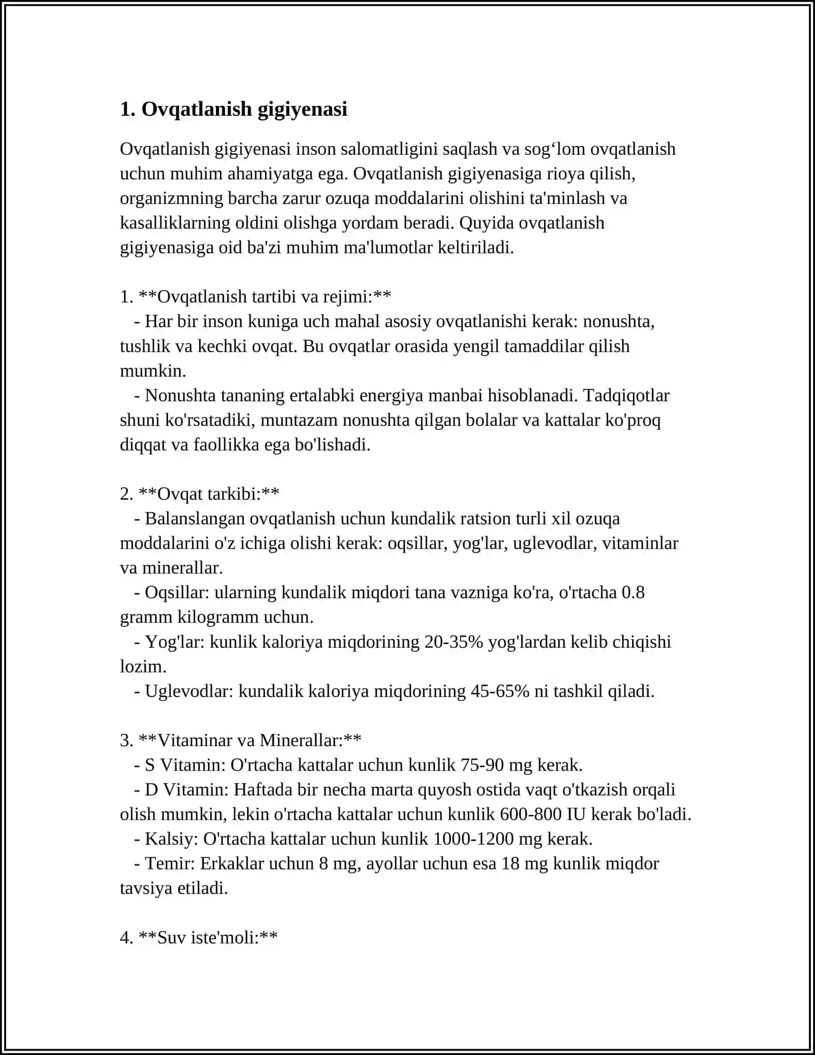 OVQATLANISHGA BOʻLGAN ASOSIY TALABLAR 3