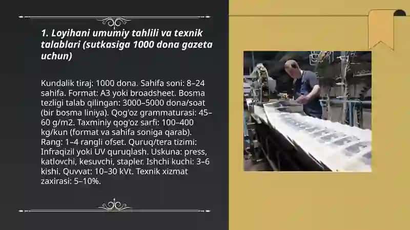 Quvvati sutkasiga 1000 dona bo'lgan gazeta ishlab chiqarish texnologiyasi 3