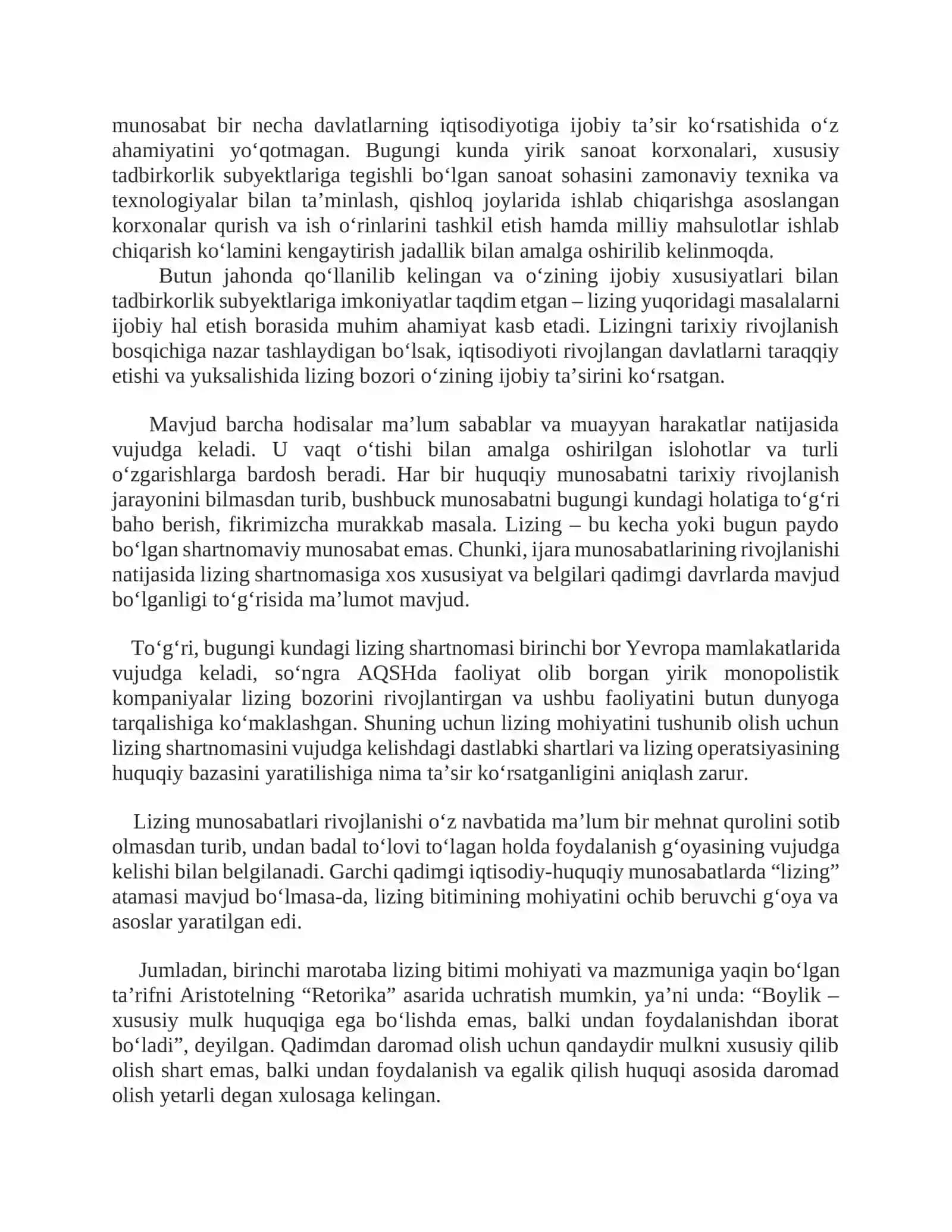 LIZING SHARTNOMASI RIVOJLANISHINING TARIXIY JIHATLARI 3