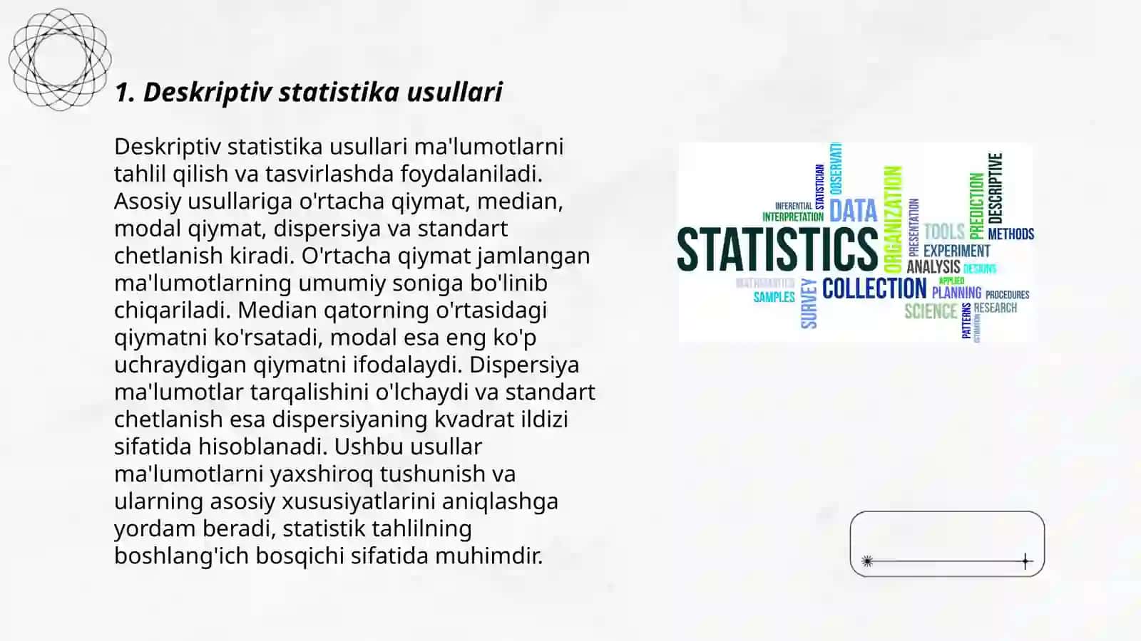 Statistik maʼlumotlarni tasvirlash metodlari 3