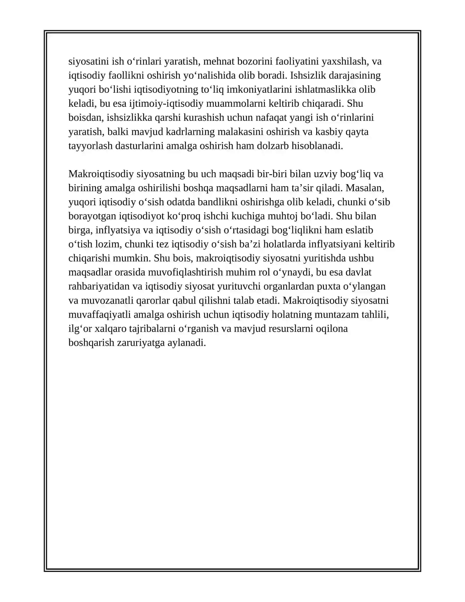 MAKROIQTISODIY SIYOSATNING MAQSADLARI VA ULARNING O‘ZARO MUVOFIQLASHTIRILISHI 3