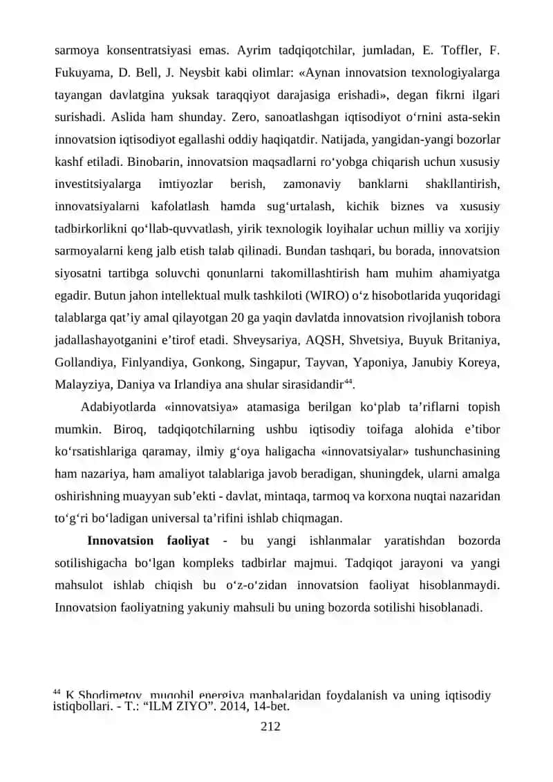 Innovatsion siyosat va fan-texnika taraqqiyotini davlat tomonidan qo‘llab-quvvatlash 3