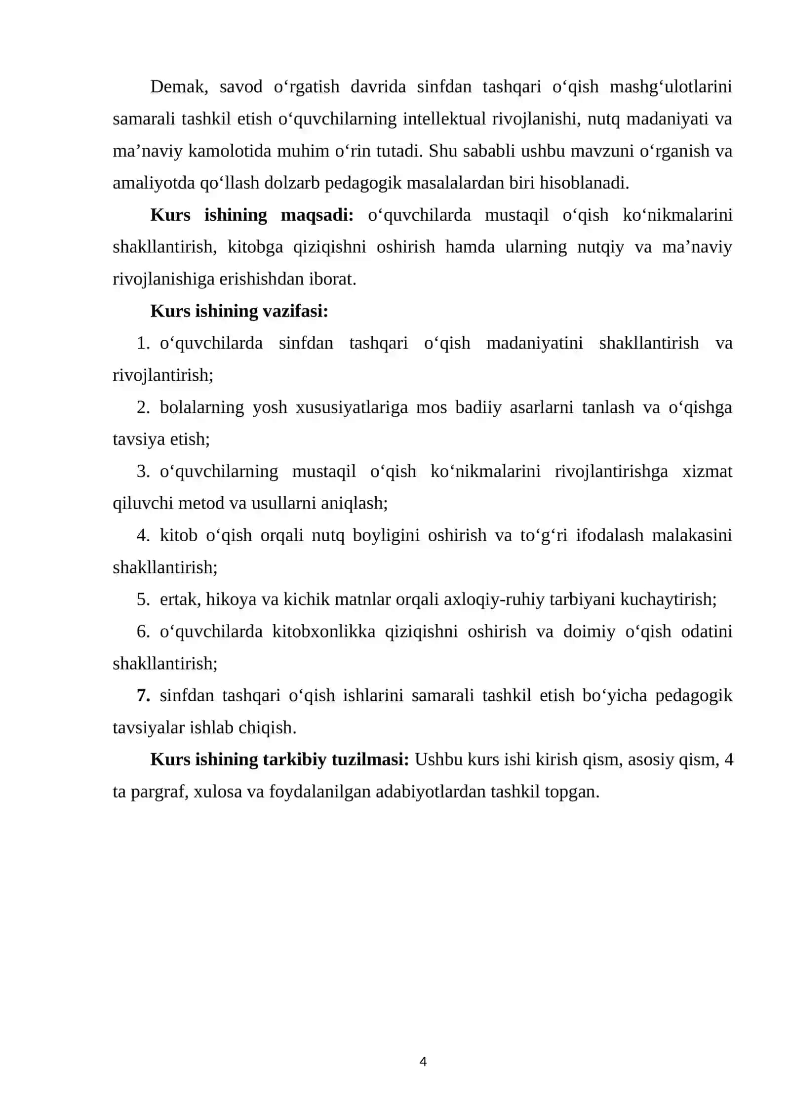 Kurs ishi mavzuning dolzarbligi: Savod o‘rgatish davri boshlang‘ich ta’lim 3