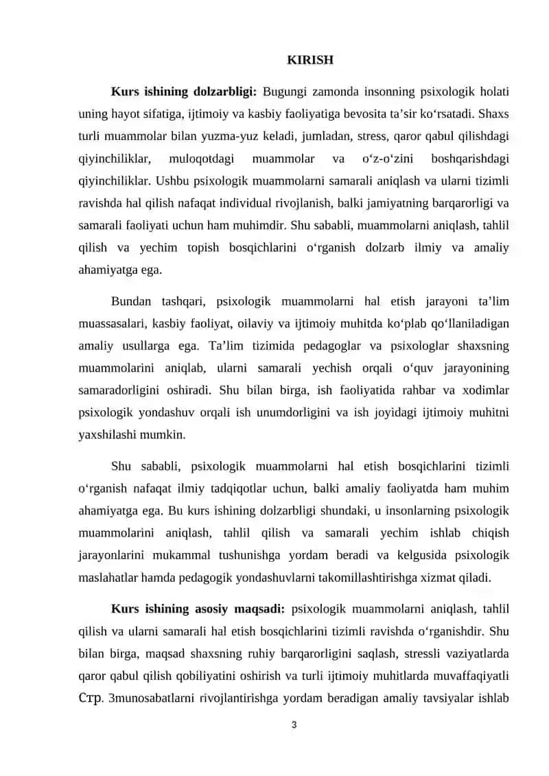 Psixologik muammolarni hal etish bosqichlari 3