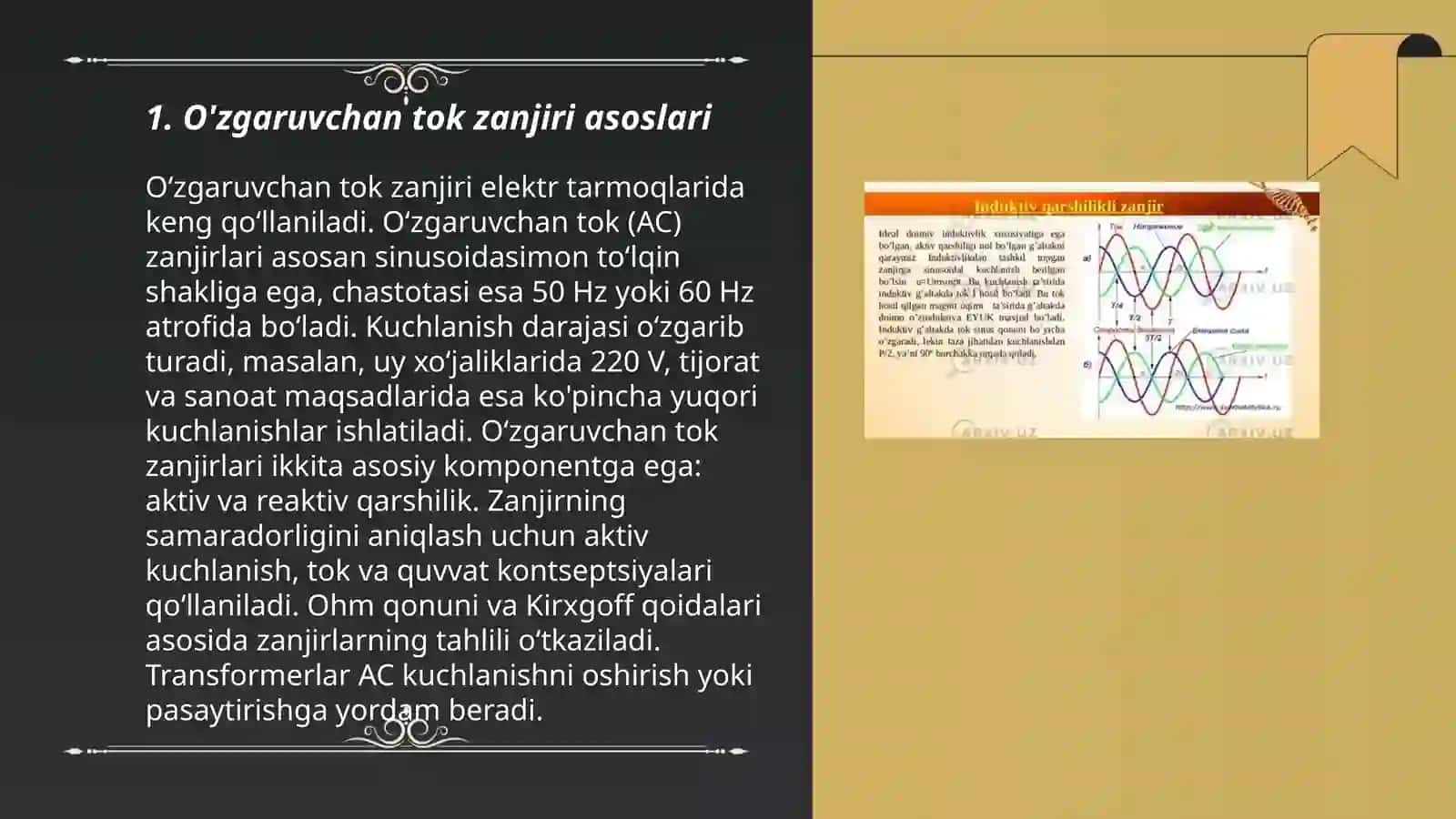 O'zgaruvchan tok zanjirida aktiv va reaktiv qarshiliklar 3