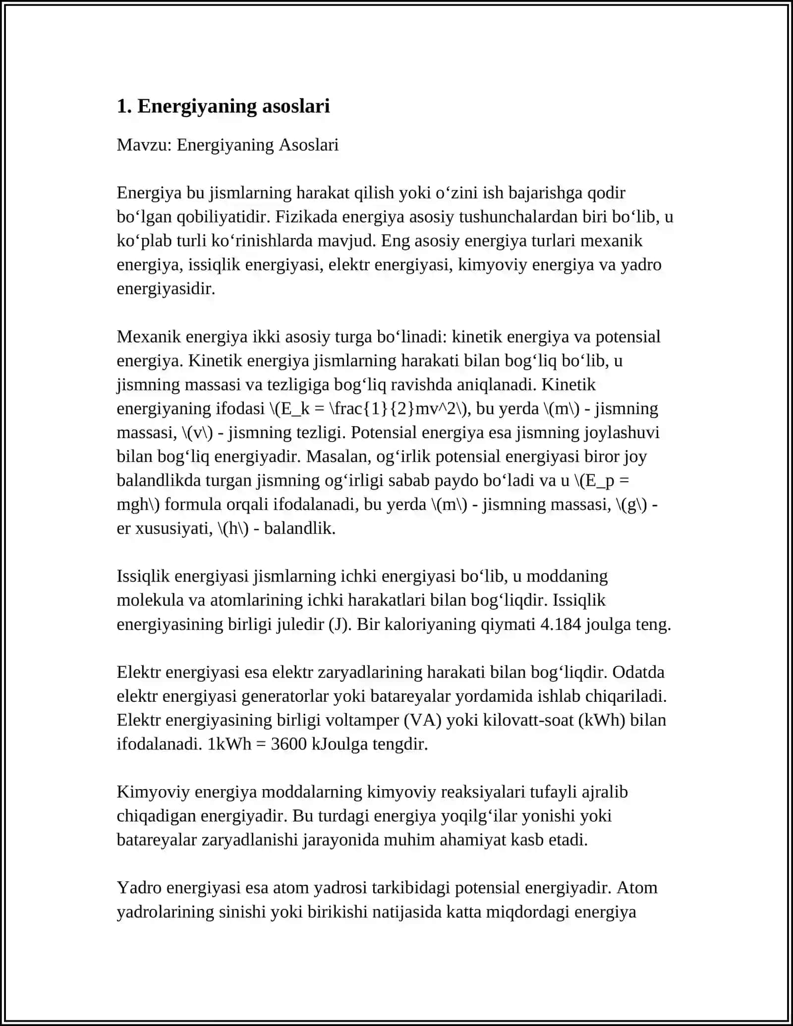 Energiyaning Asoslari 3