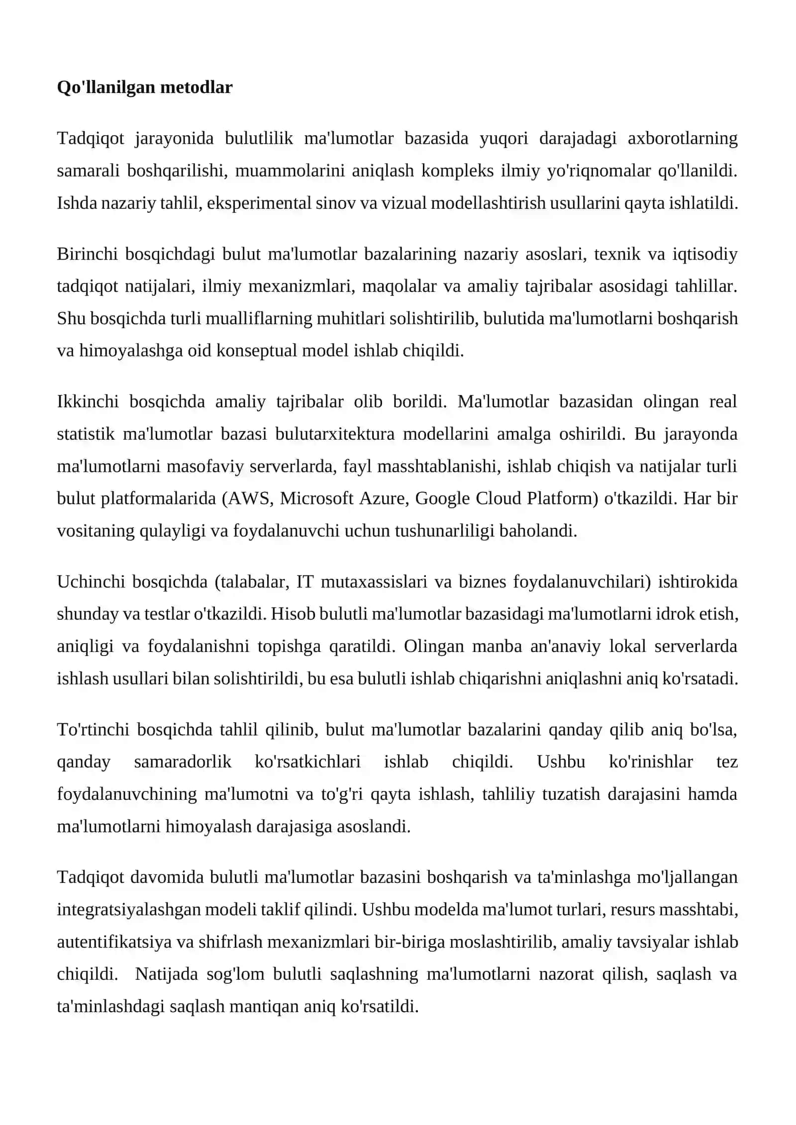 Bulutli ma’lumotlar bazalari: afzalliklari va xavfsizlik masalalari 3