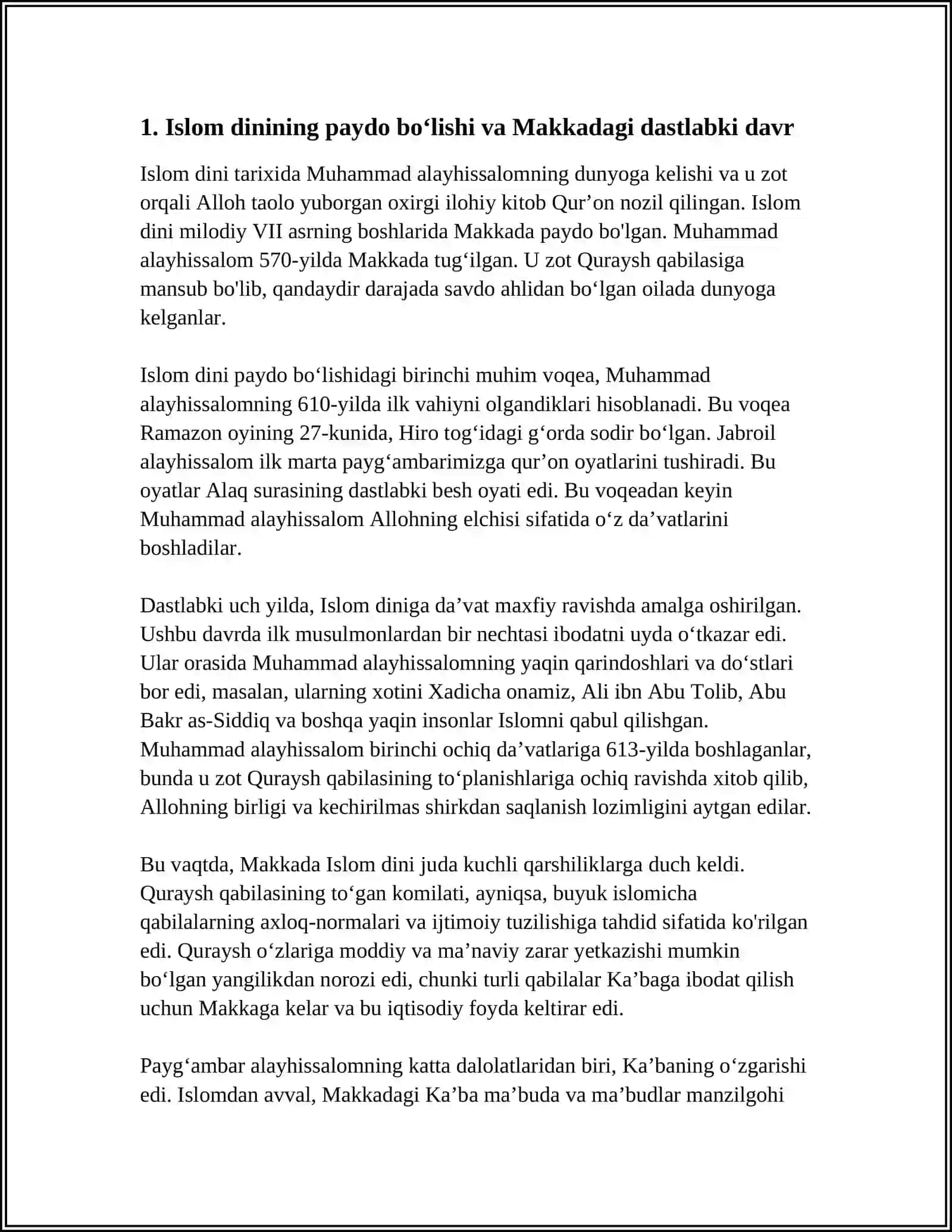 ISLOM DINI TARIXI REFERAT 3