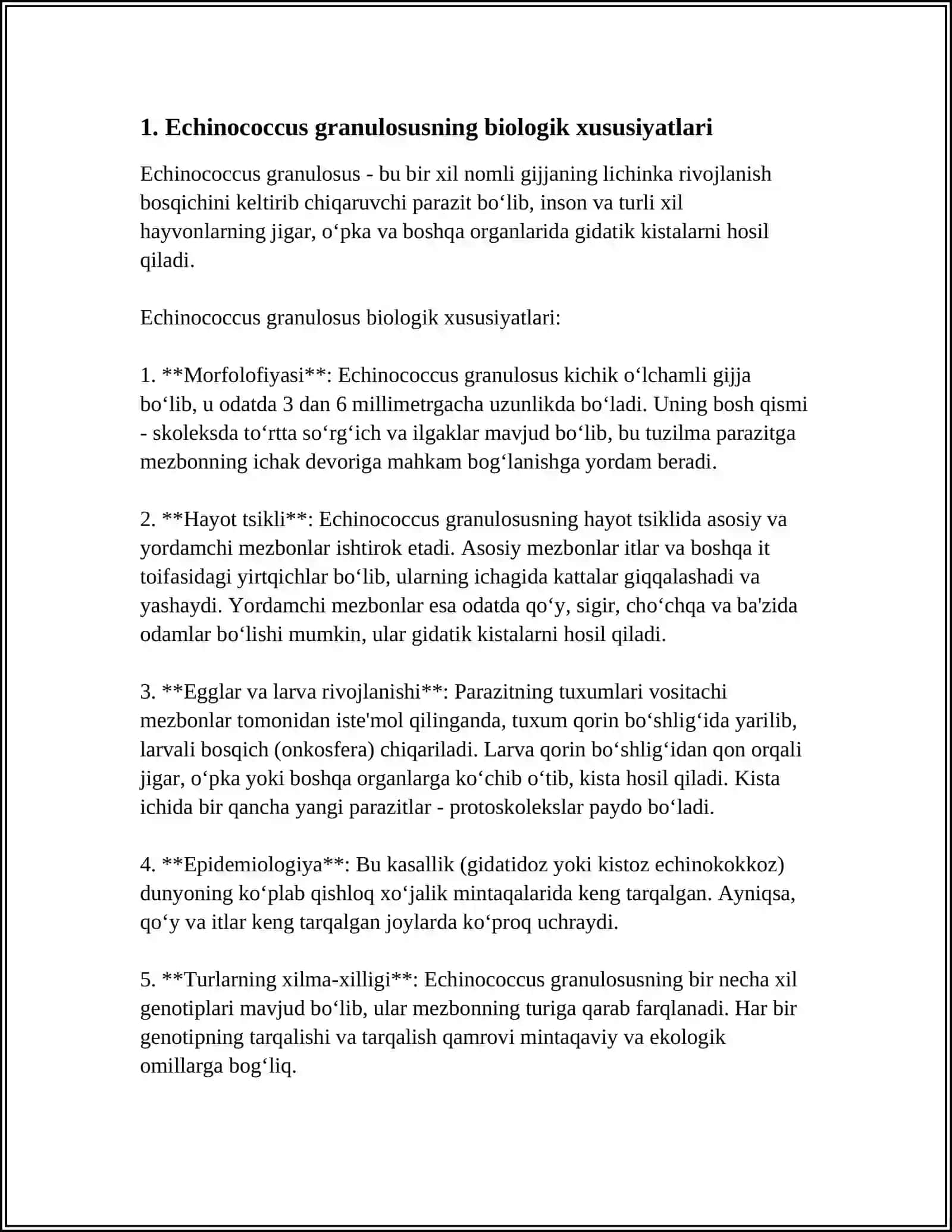 EXINOKOKK-ECHINOCOCCUS GRANULOSUSLARNING TUZILISHINI ÒRGANISH 3