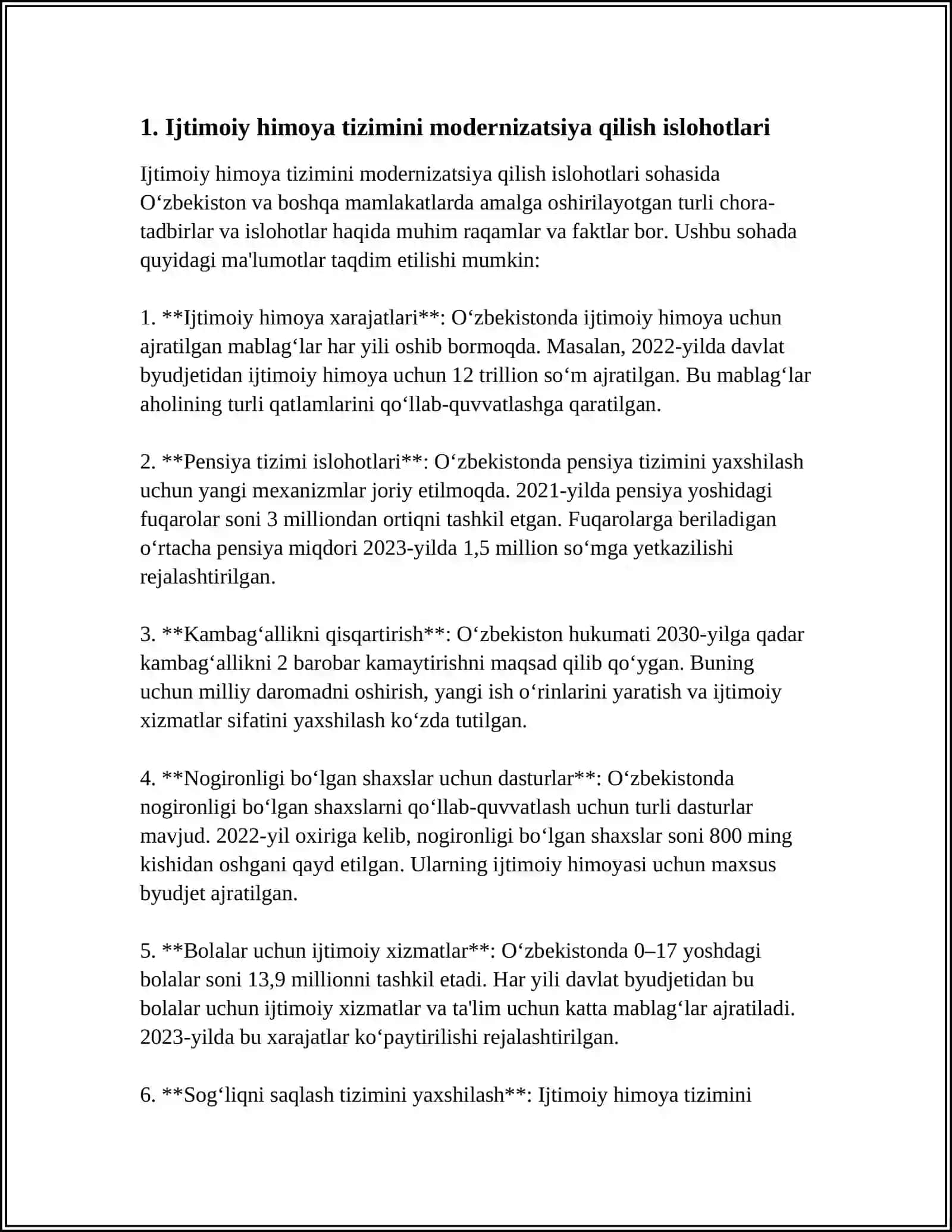Ijtimoiy himoya tizimini modernizatsiya qilish islohotlari 3