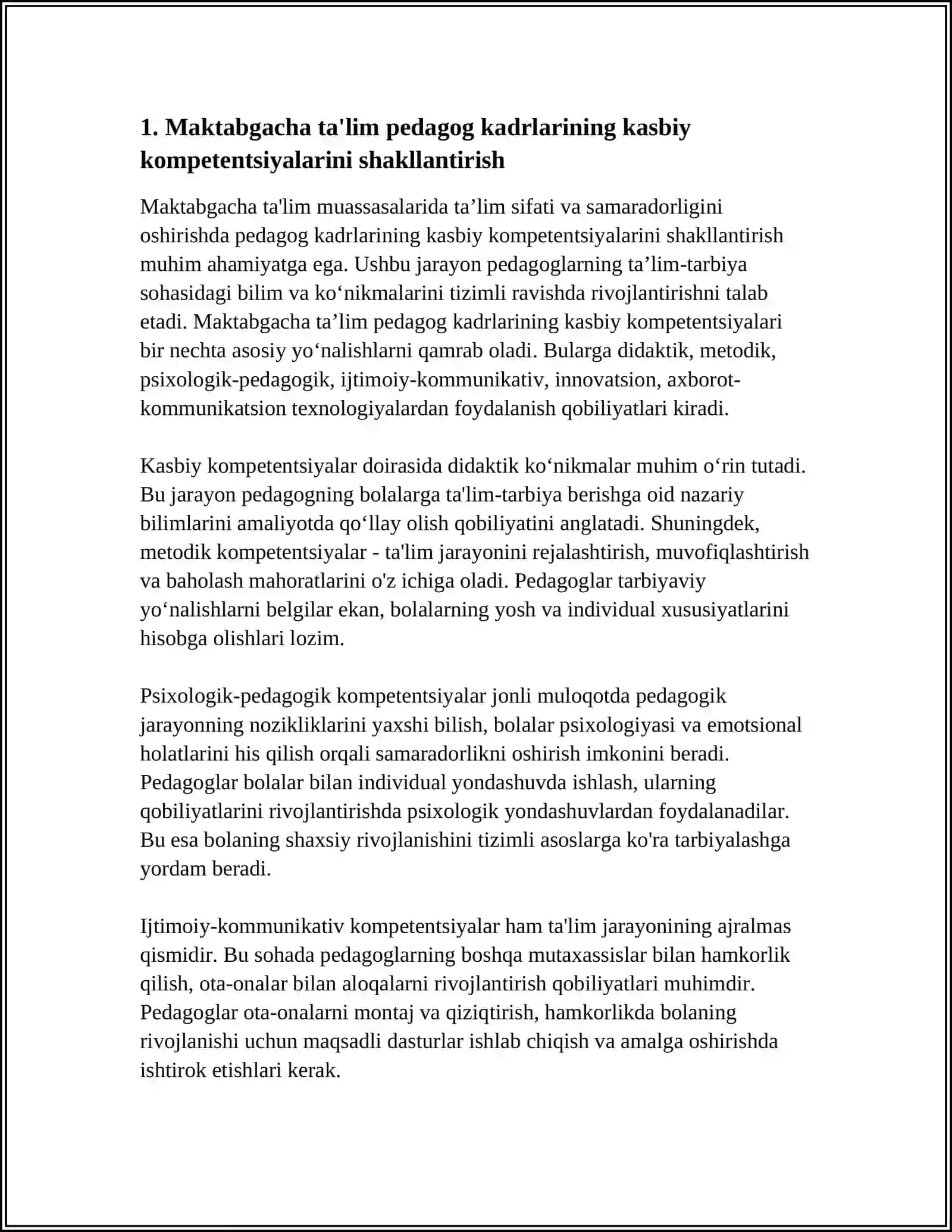 MAKTABGACHA TA’LIM PEDAGOG KADIRLARNI KASBIY RIVOJLANTIRISH YOʻNALISHLARI 3