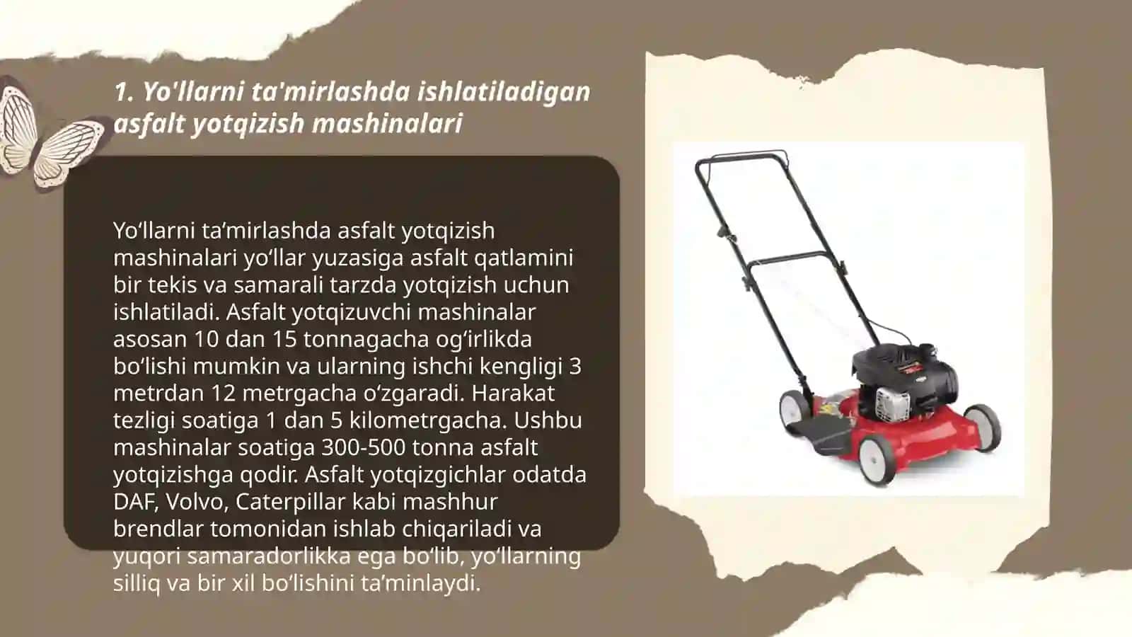 Yo'llarni ta'mirlashda ishlatiladigan mashina va mexanizmlar ish unumdorligi 3