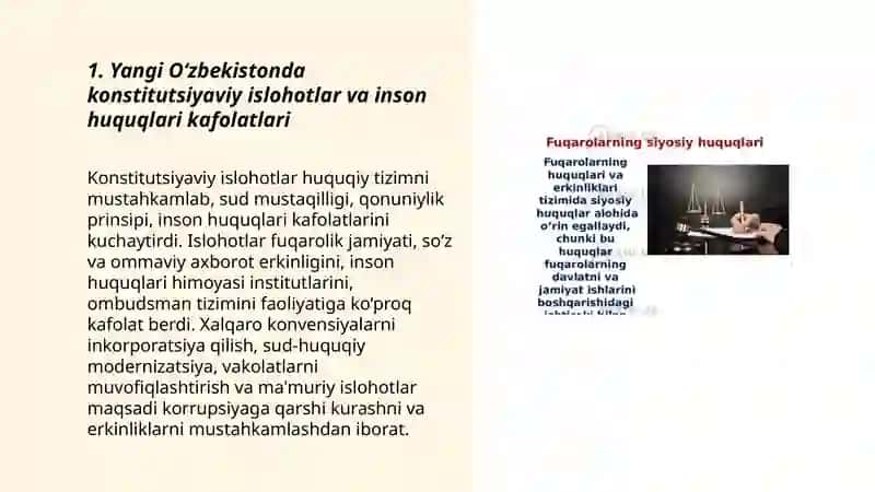 Yangi O‘zbekistonda inson haq-huquqlari va erkinliklari kafolatining yaratilishi 3