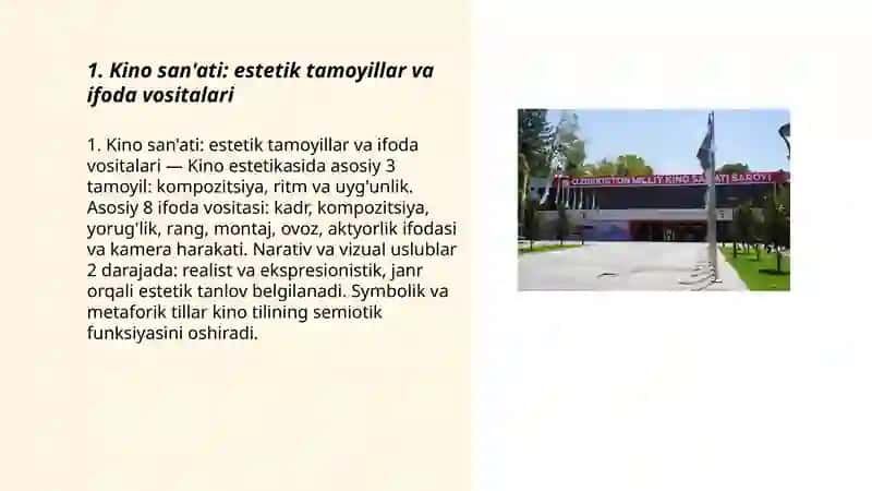 Kino san'ati: estetik tamoyillar va ifoda vositalari 3