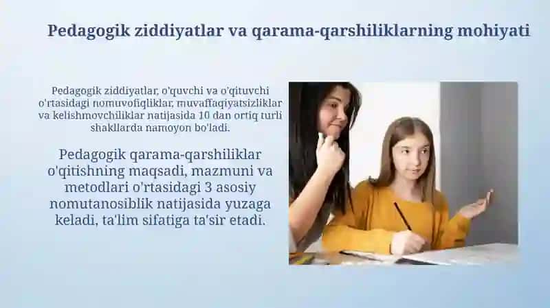 Pedagogik nizolar va ziddiyatlarningpedagogik-psixologiktavsifi 3