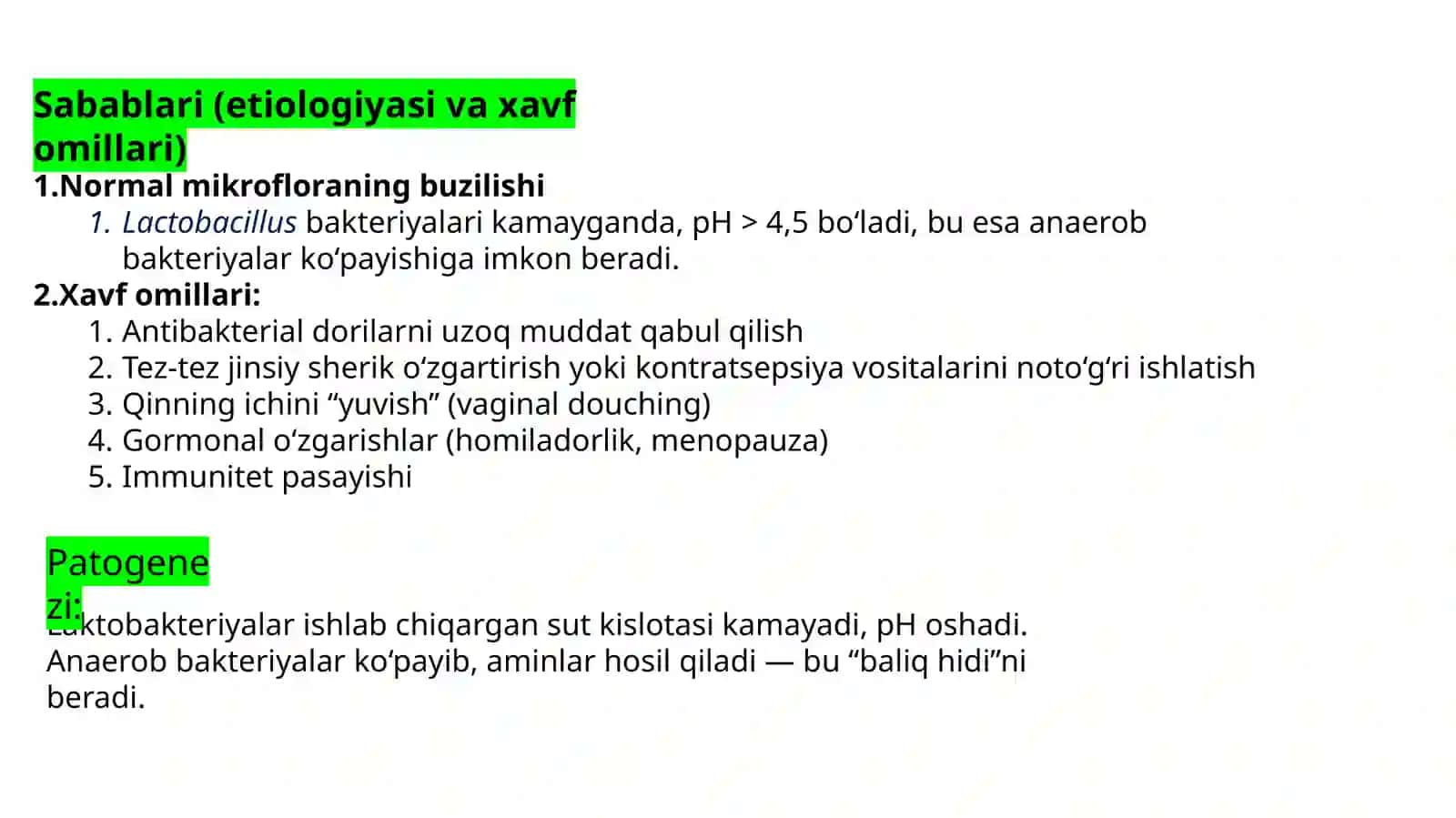 Bakterialvaginoz, Mikoplazmoz, Ureaplazmoz 3