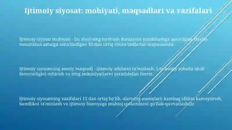 Ishtimoiy siyosat konsepsiyasi asosiy bosqichlar uni amalga oshirish 3
