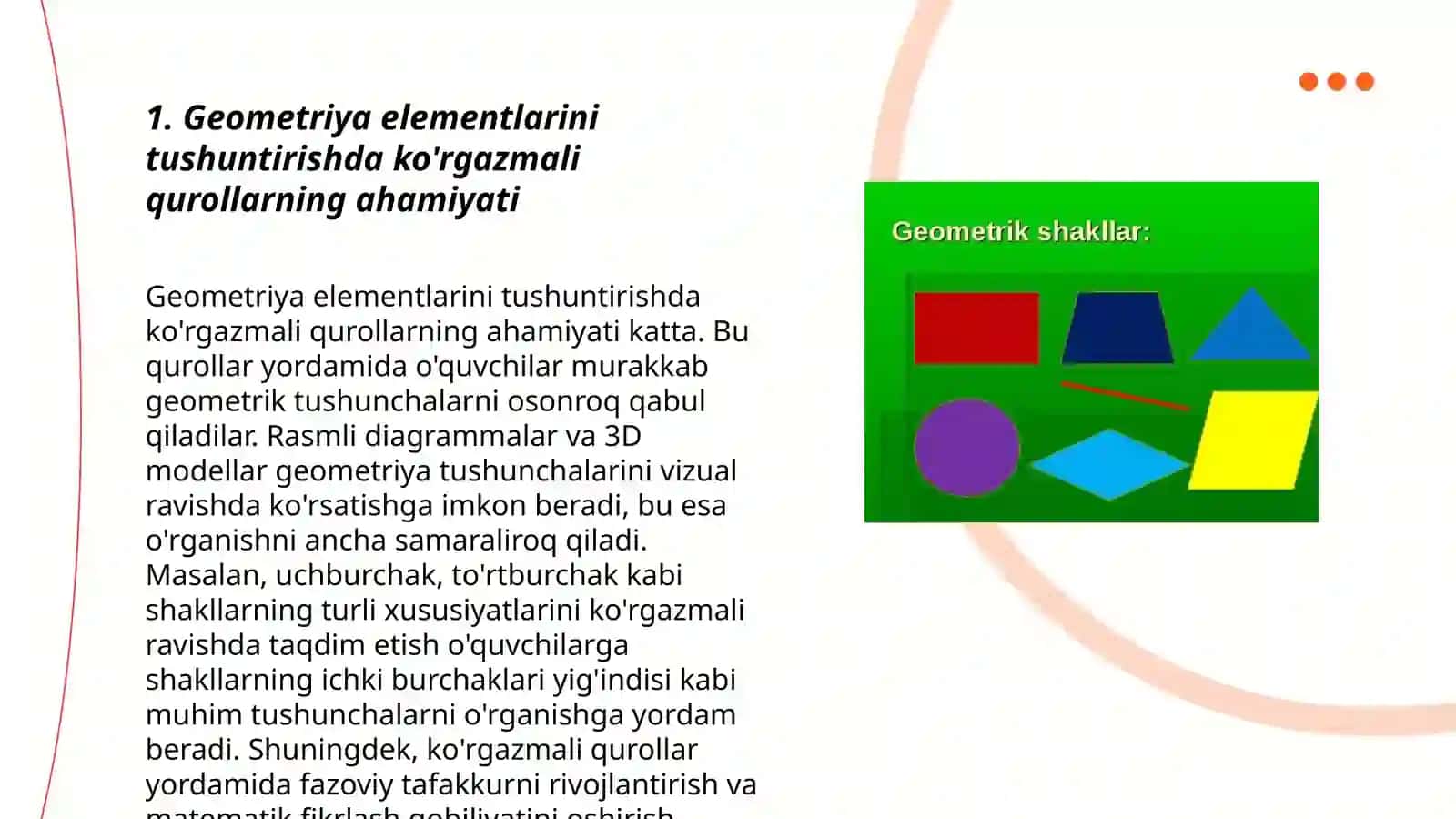 Geometriya elementlari mavzusini o'rganish 3
