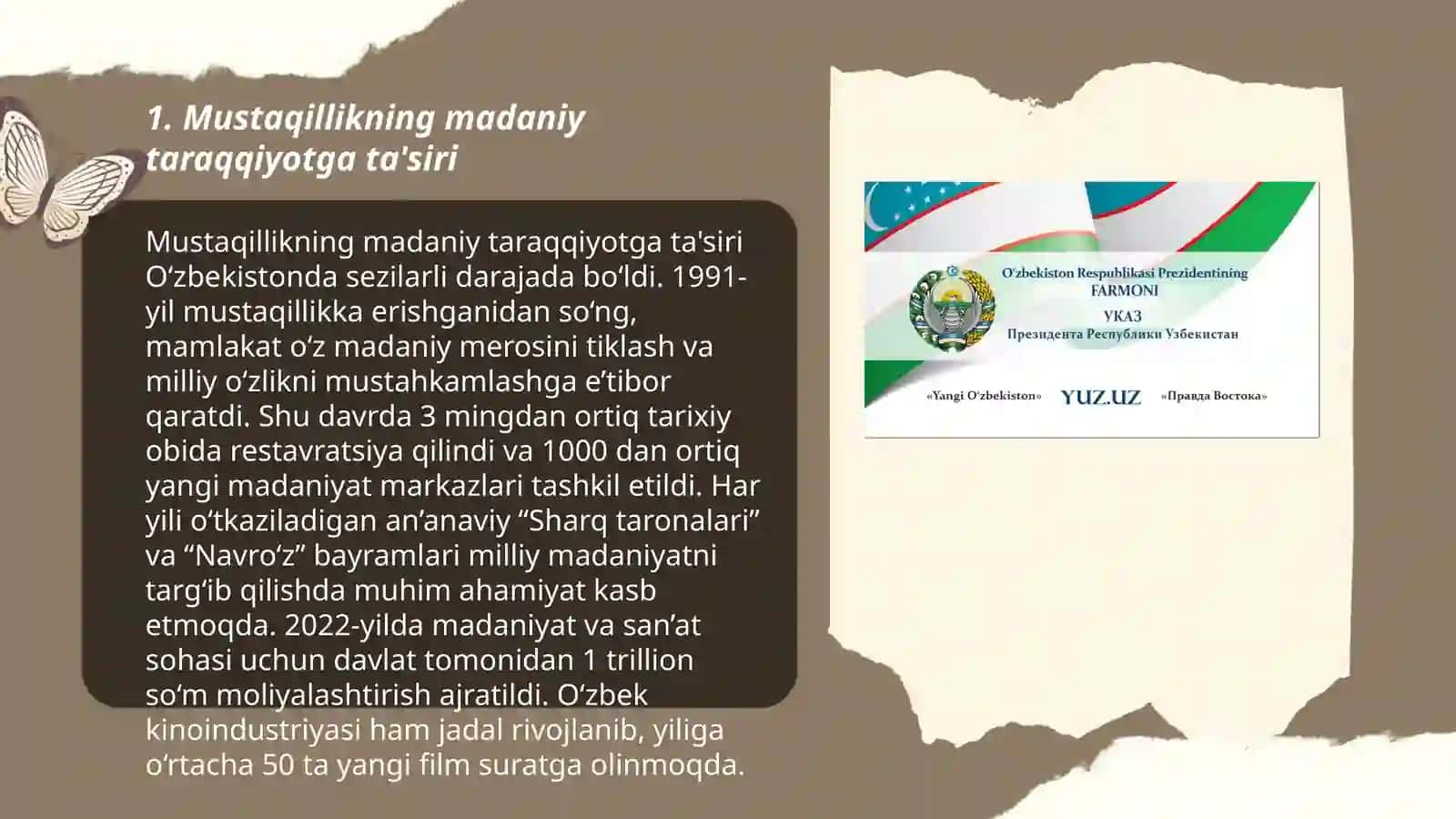 Mustaqillik yillarida Oʻzbekistondagi maʼnaviy va madaniy taraqqiyot 3
