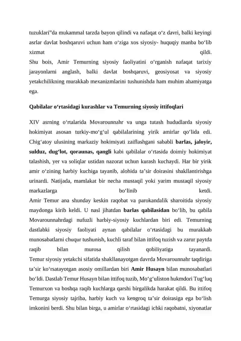 Amir Temurning tarixiy ahamiyati 3