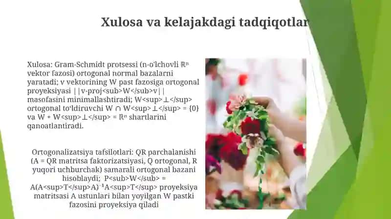 Ortogonal toʻldiruvchi va ortogonal proyeksiyasi 3