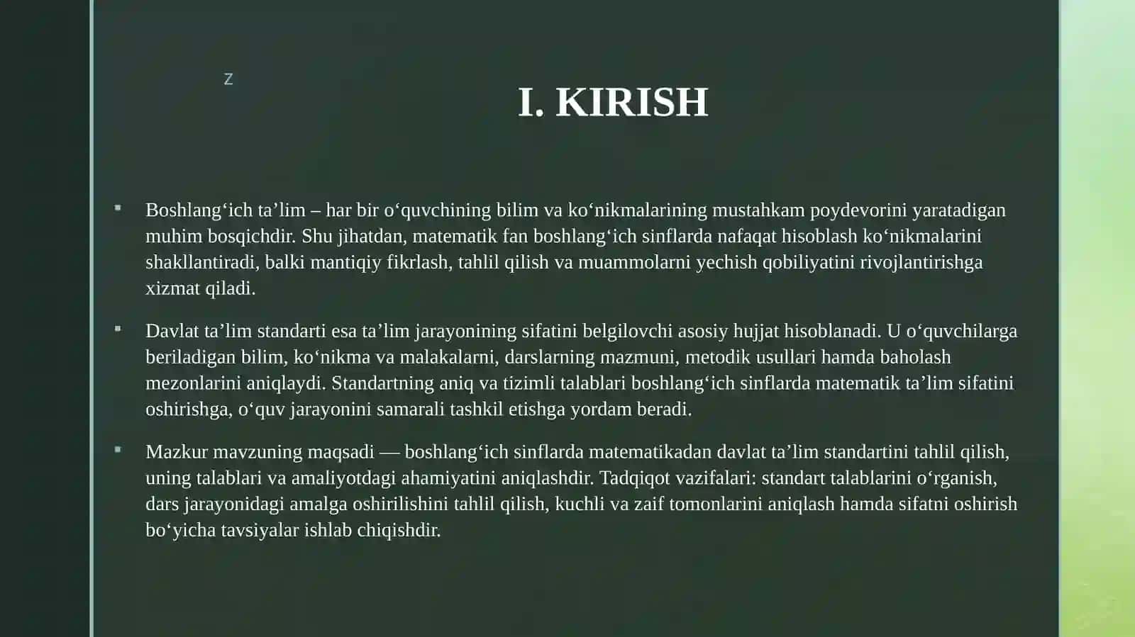 BOSHLABGʻICHSINFLARIDA MATEMATIKADAN DAVLAT TA’LIM STANDARTI TAHLILI 3