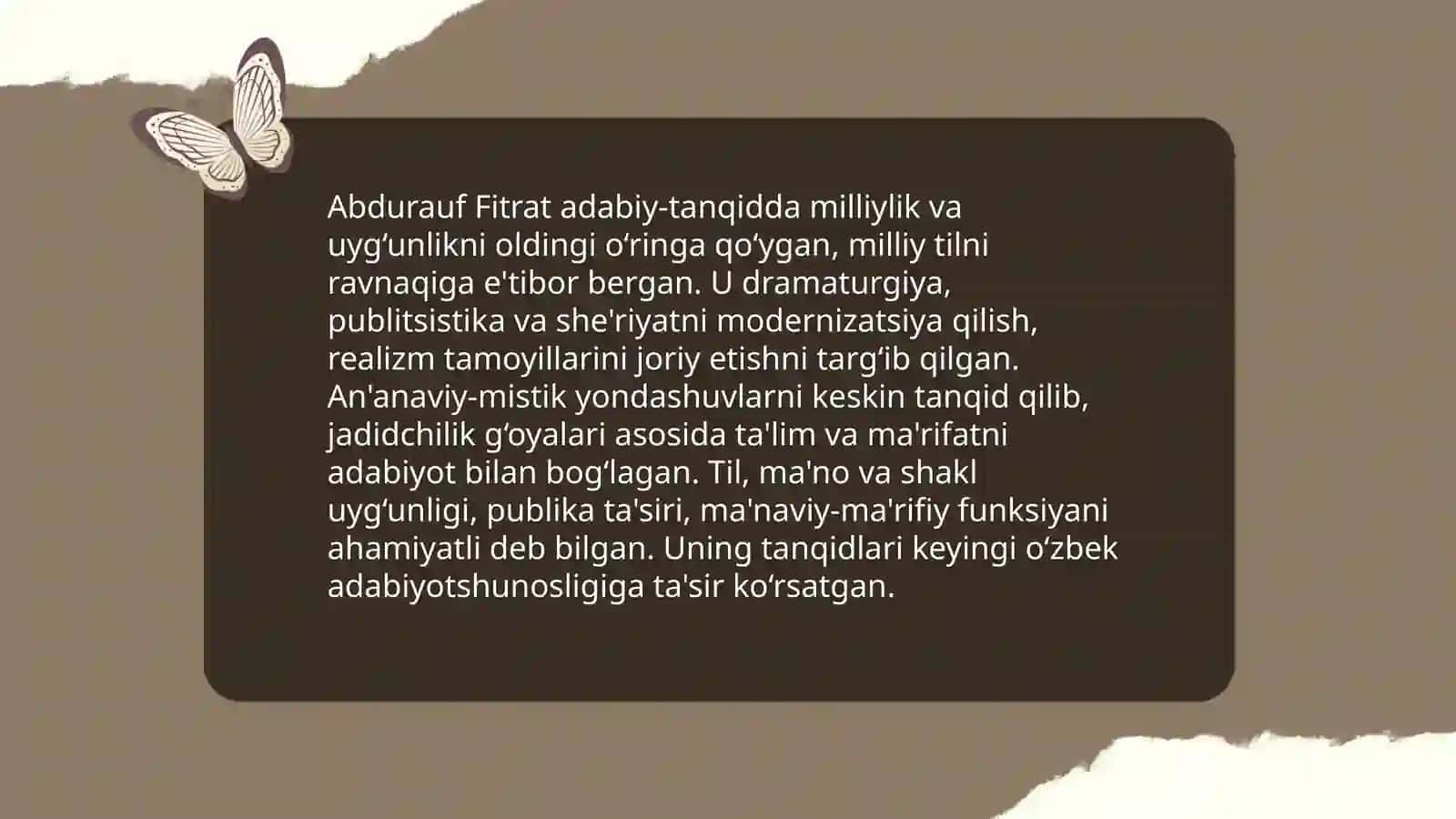 Abdurauf Fitrat adabiy-tanqidiy qarashlari 3
